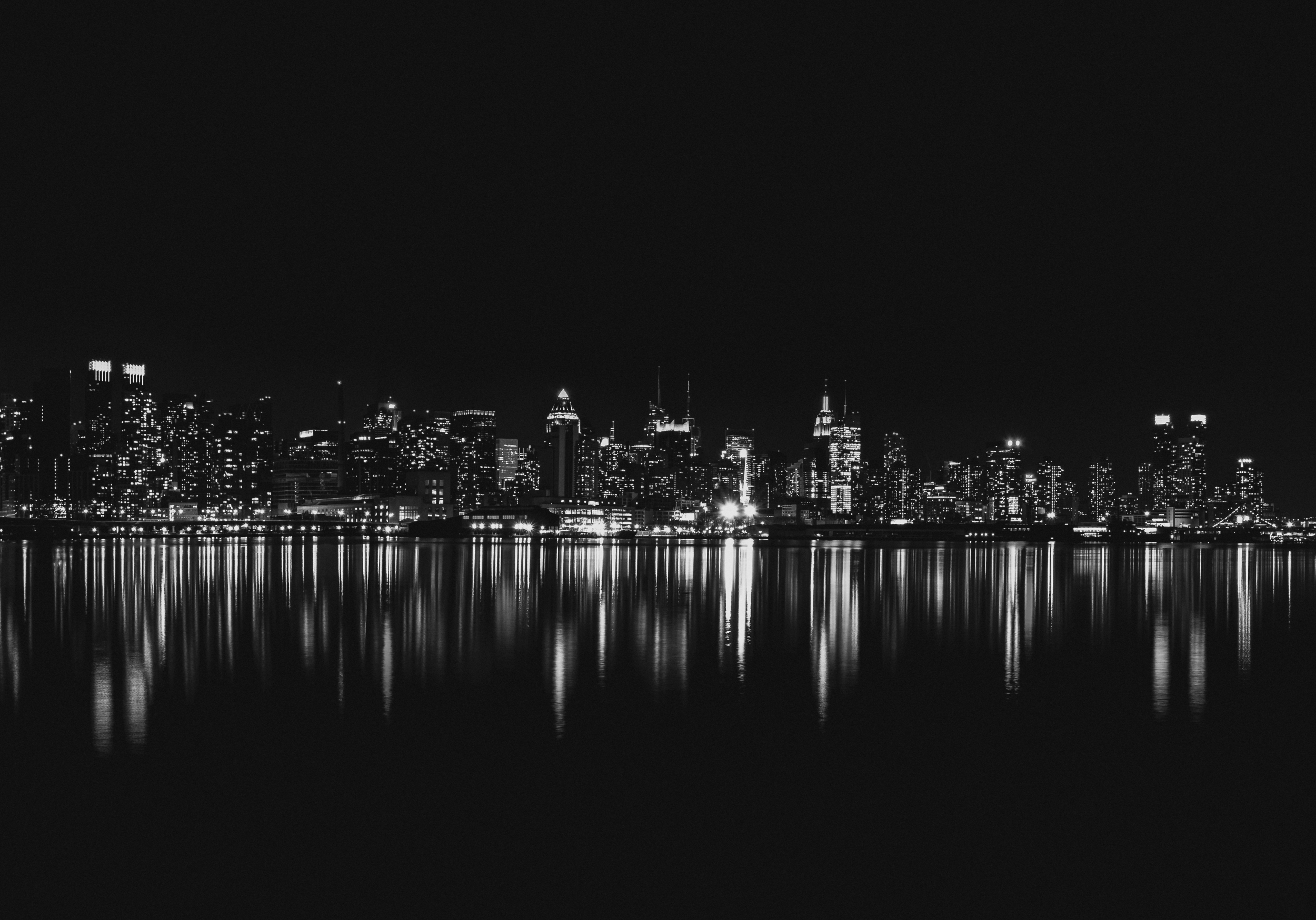 Black And White Cityscape At Night HDR