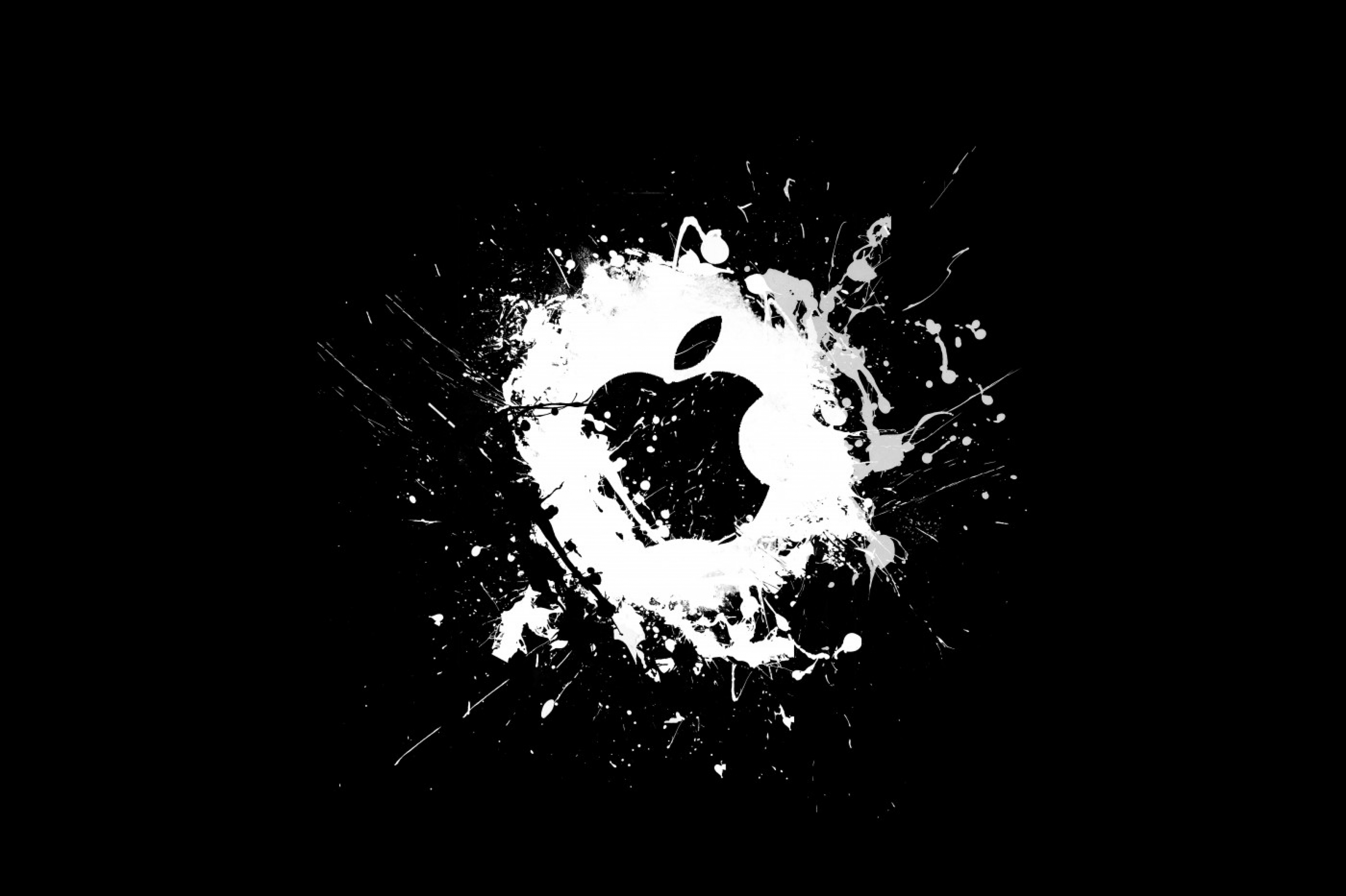 Black And White Paint Splatter Apple Logo