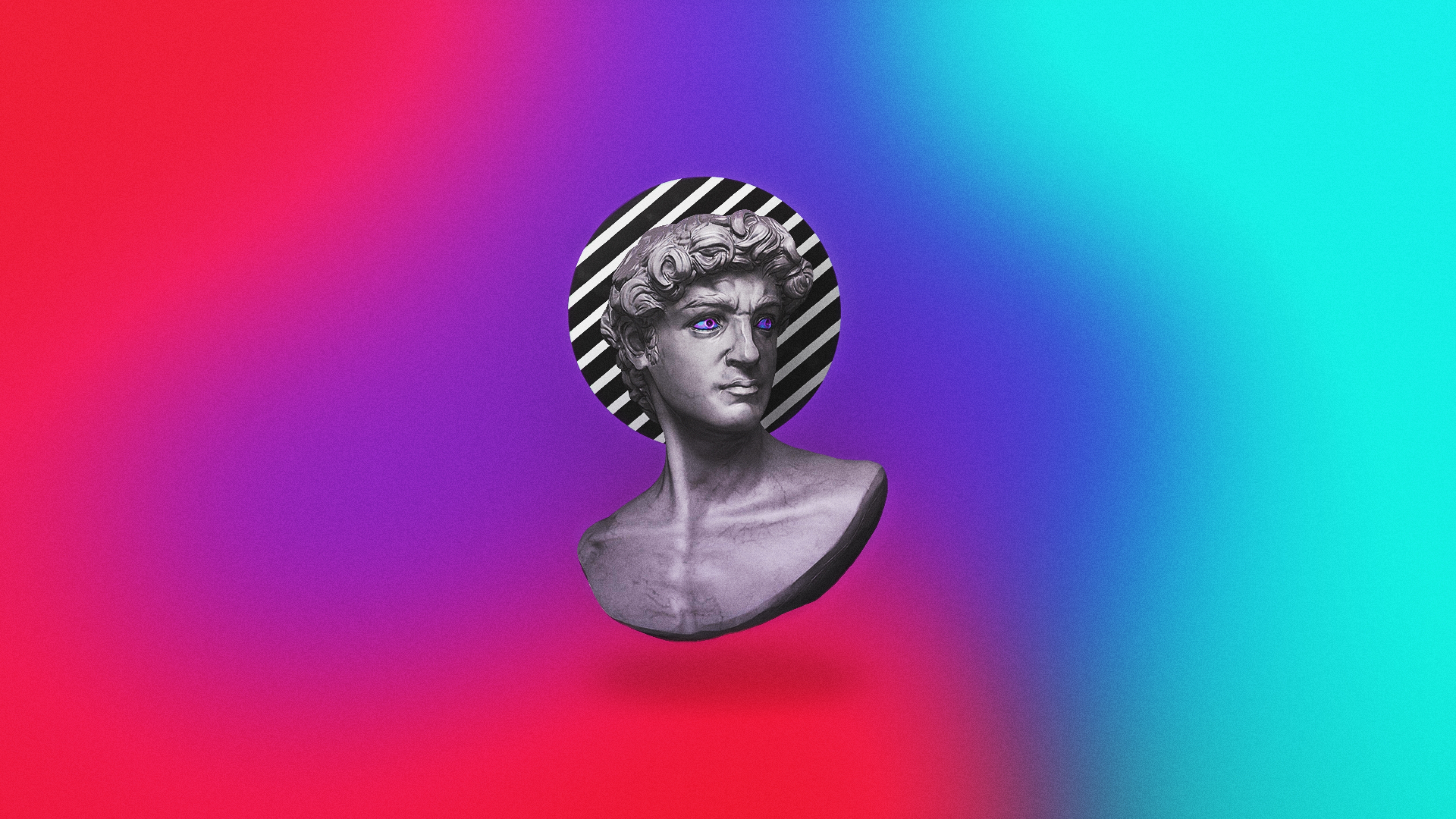 Blue Red Gradient Ancient Statue wallpaper for Apple iPhone, Apple Watch, Mac, iPad and Apple Watch