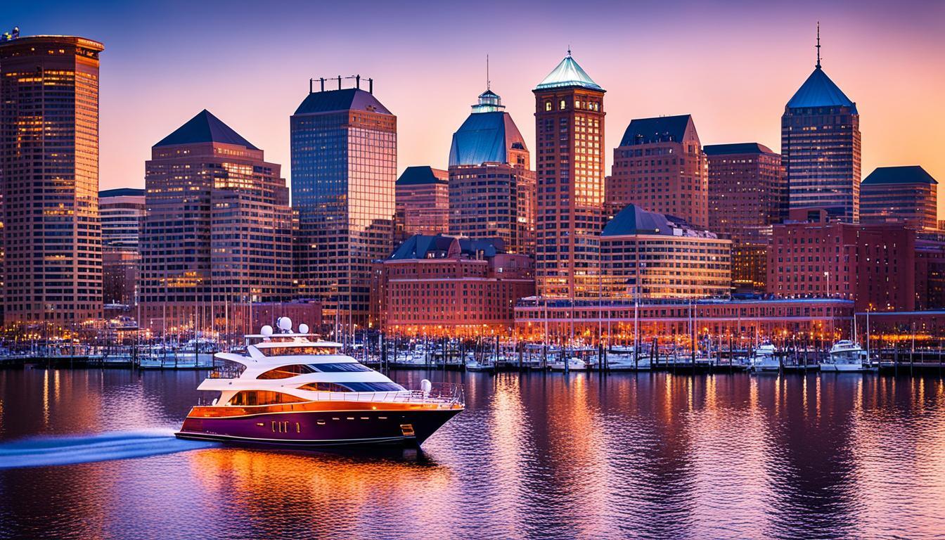 Boat On The Water In Baltimore City Of Maryland State USA United States