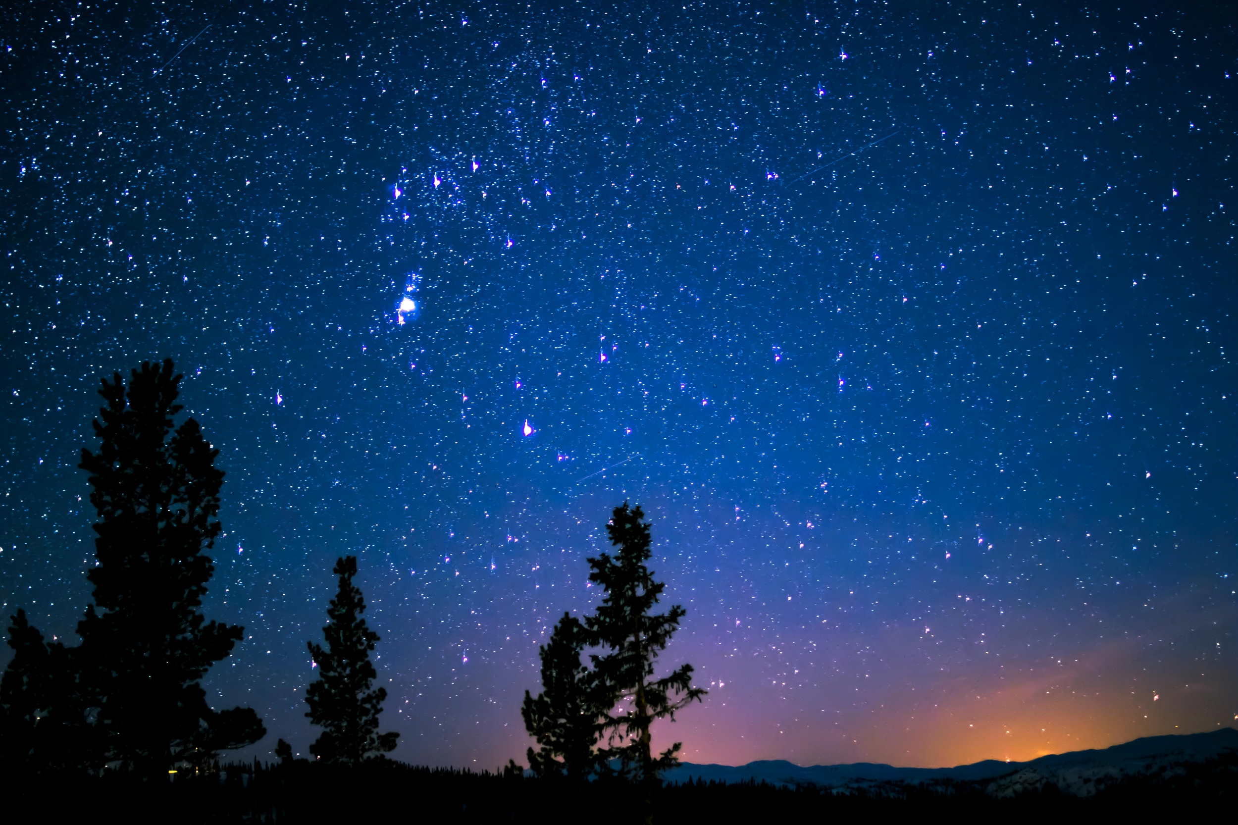 Bright Blue Midnight Sky With Stars