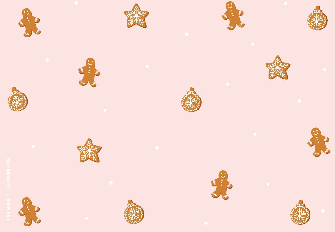 Christmas Wallpaper Gingerbread Men Man And Cookies Pattern Baby Pink Girly