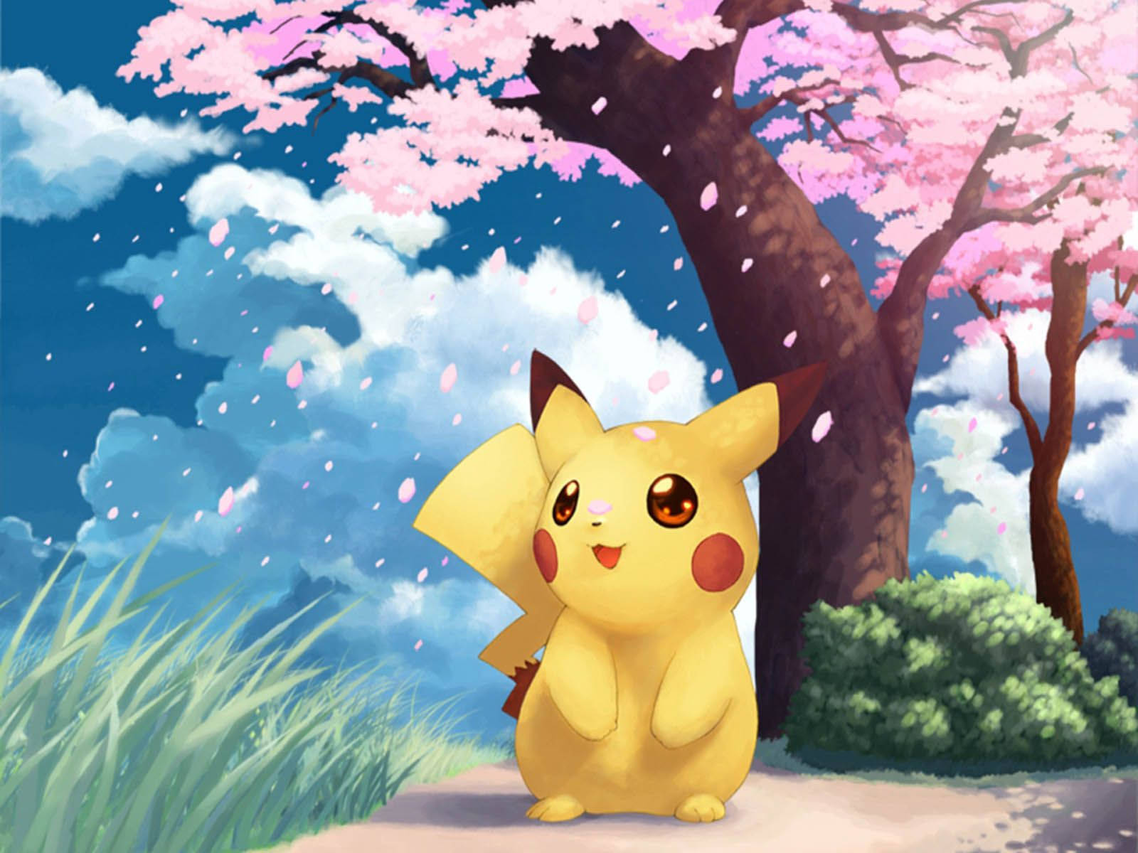 Cute Pokemon Pikachu Spring Pokemon Pokémon Japanese Video Game Movie Film Trading Cards wallpaper for Apple iPhone, Apple Watch, Mac, iPad and Apple Watch