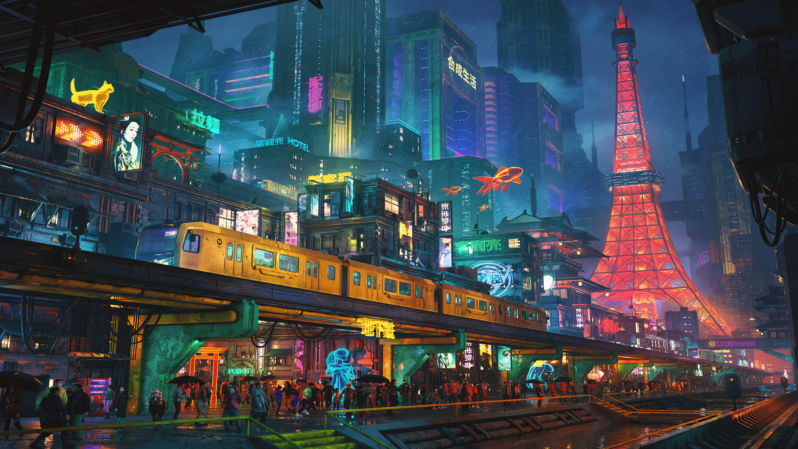 Cyberpunk Blade Runner 2049 Movie Sci-fi Scifi City With Neon Lights And Holograms Best Most Popular Free Download Wallpapers For MacBook Pro And MacBook Air And Microsoft Windows Desktop PCs 4K