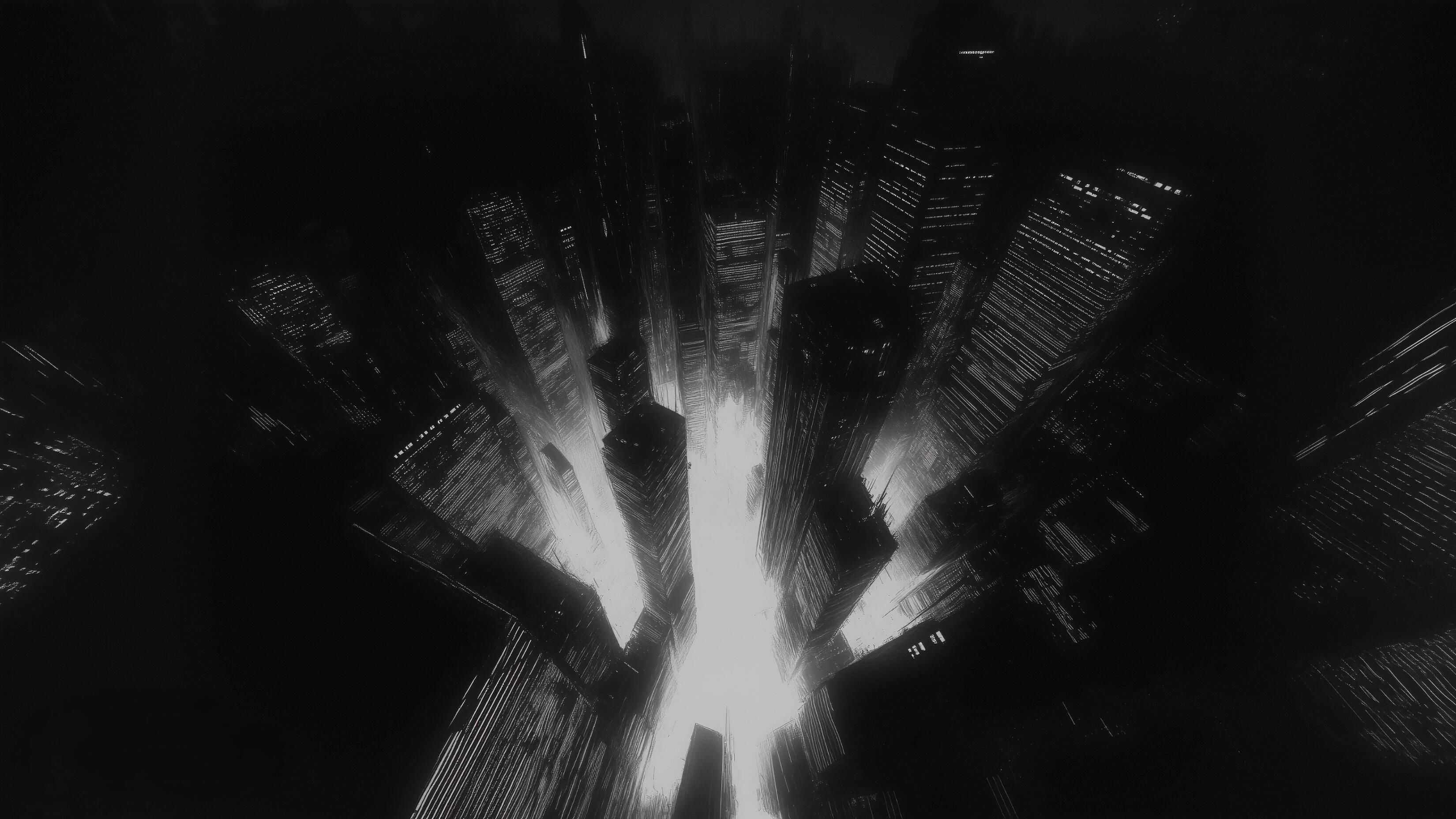 Dark City Digital Artwork Artist Black And White 2025 Best Ultra HD High Resolution 4K Desktop Backgrounds Wallpapers For Mac Linux And Windows PC wallpaper for Apple iPhone, Apple Watch, Mac, iPad and Apple Watch