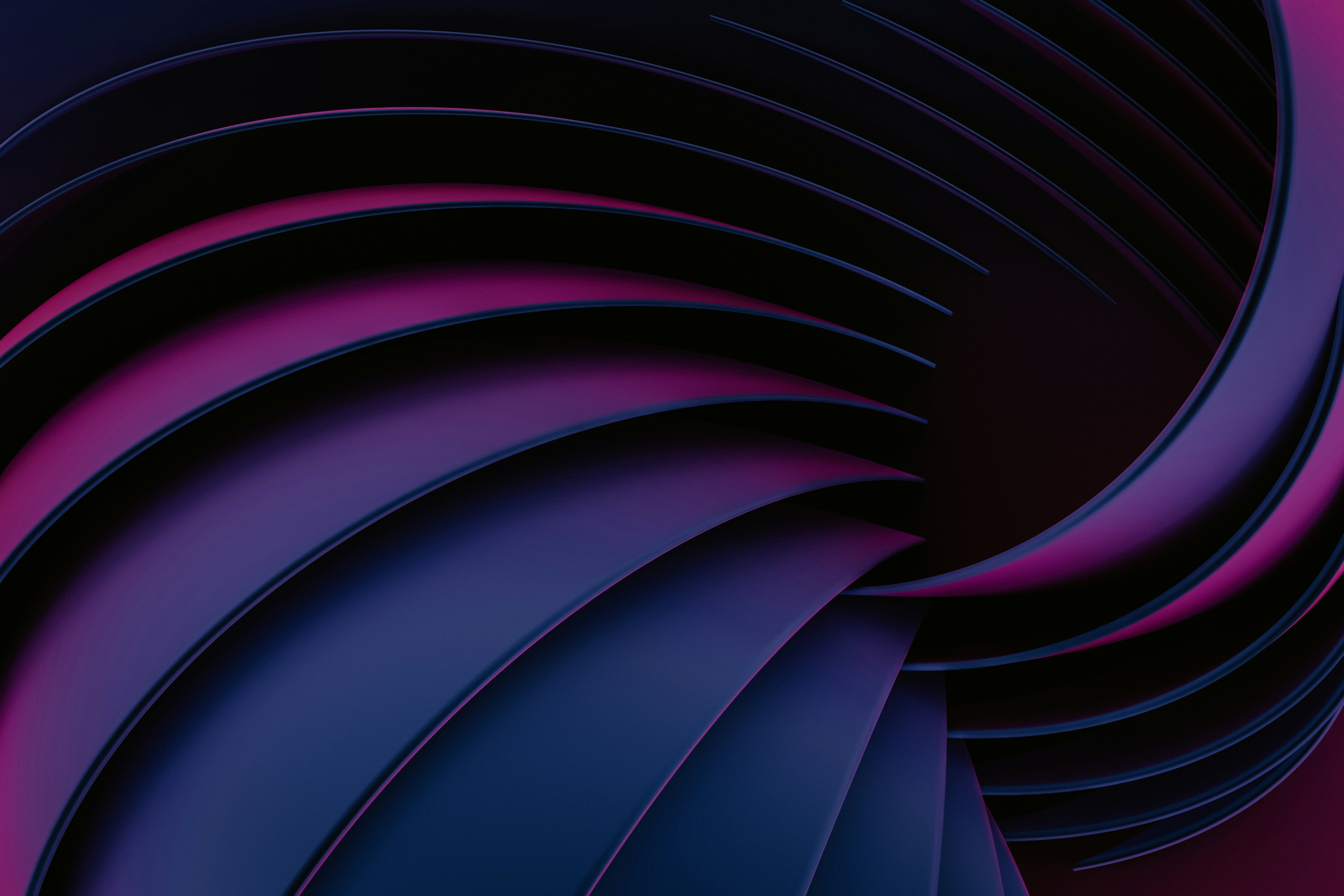 Dark Deep Vibrant Purple Abstract 3D Shapes