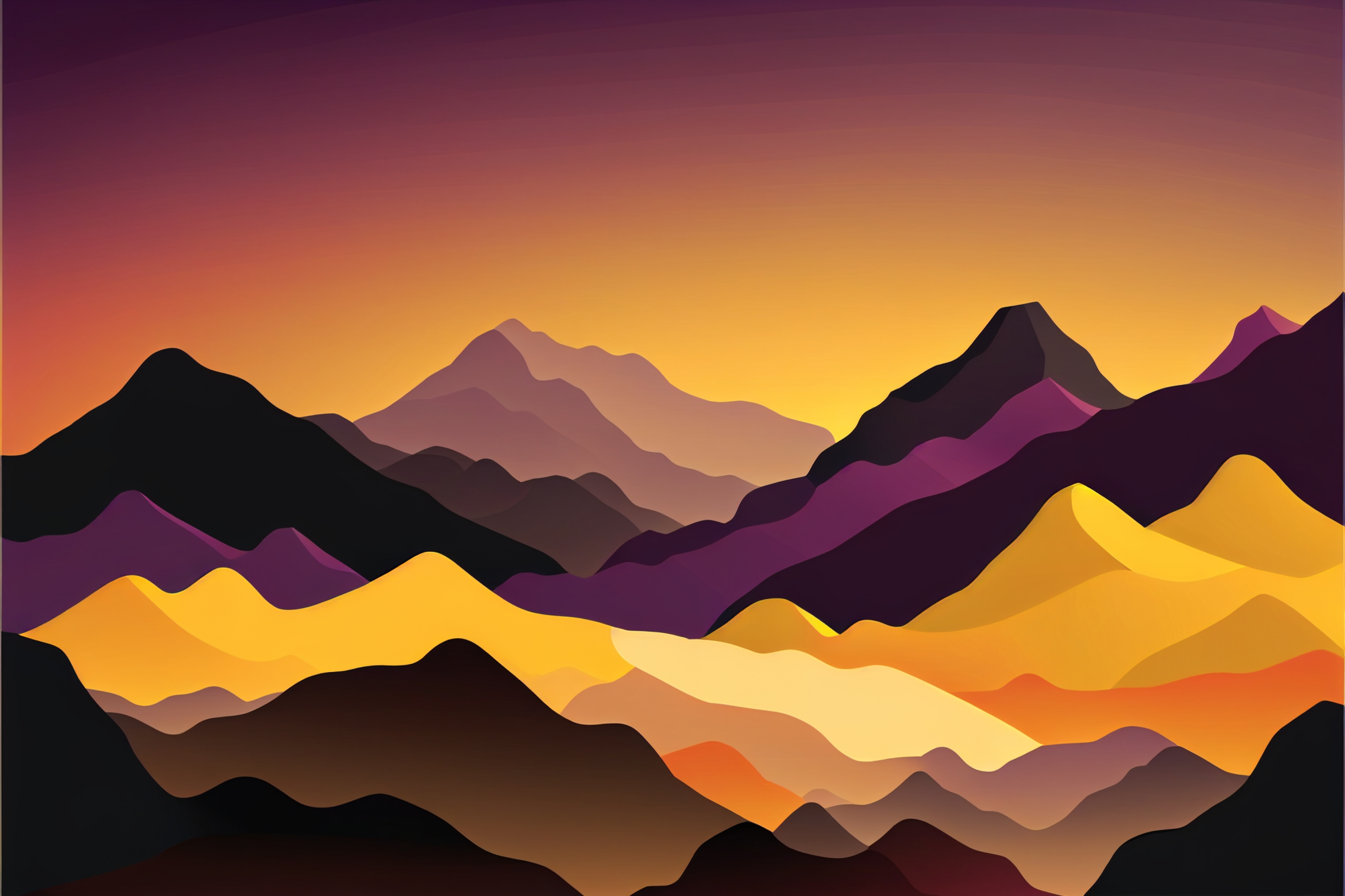 Digital Art Colorful Mountains wallpaper for Apple iPhone, Apple Watch, Mac, iPad and Apple Watch