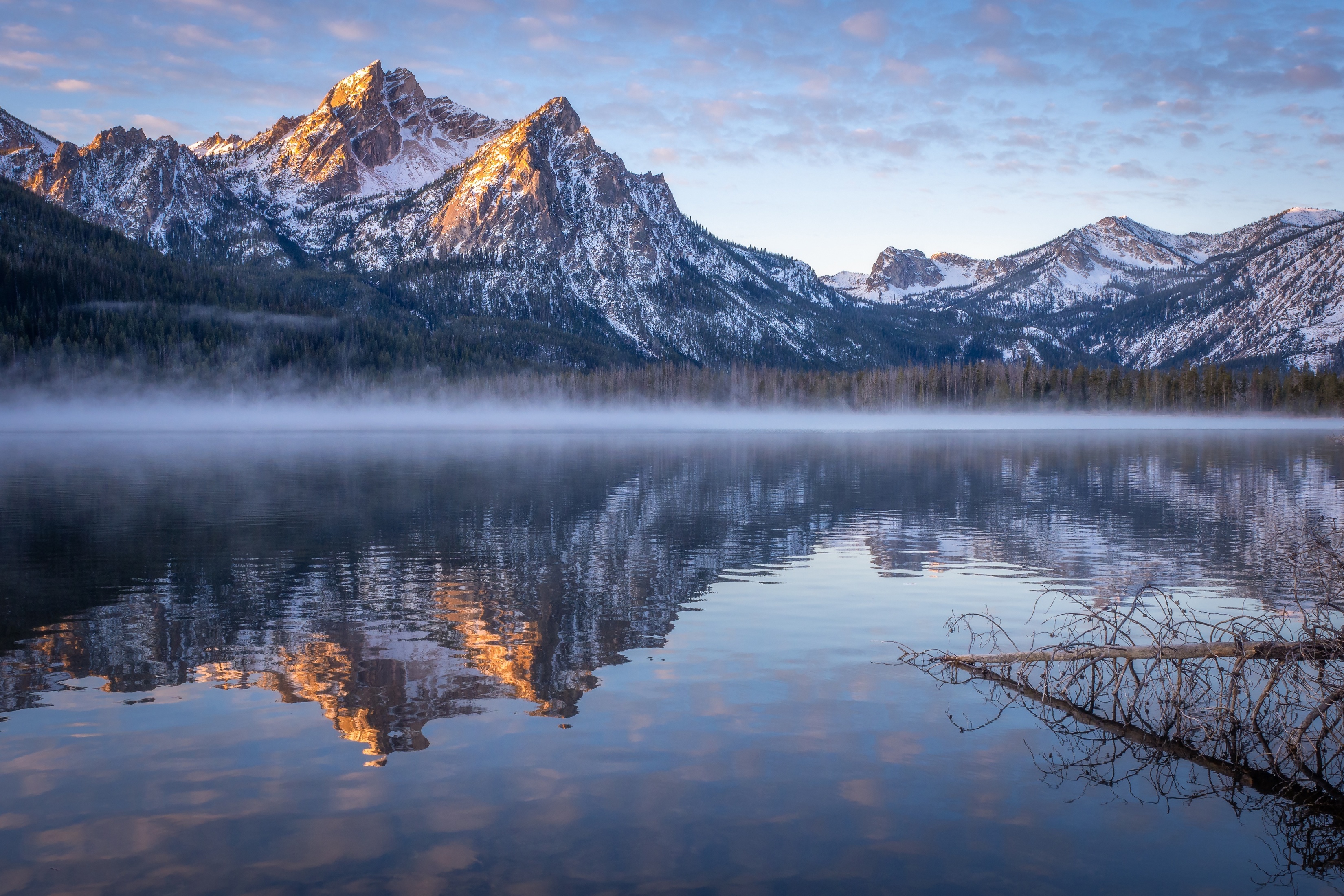 Foggy Lake Mountains Landscape Nature 8K 4K HDR Idaho State United States USA