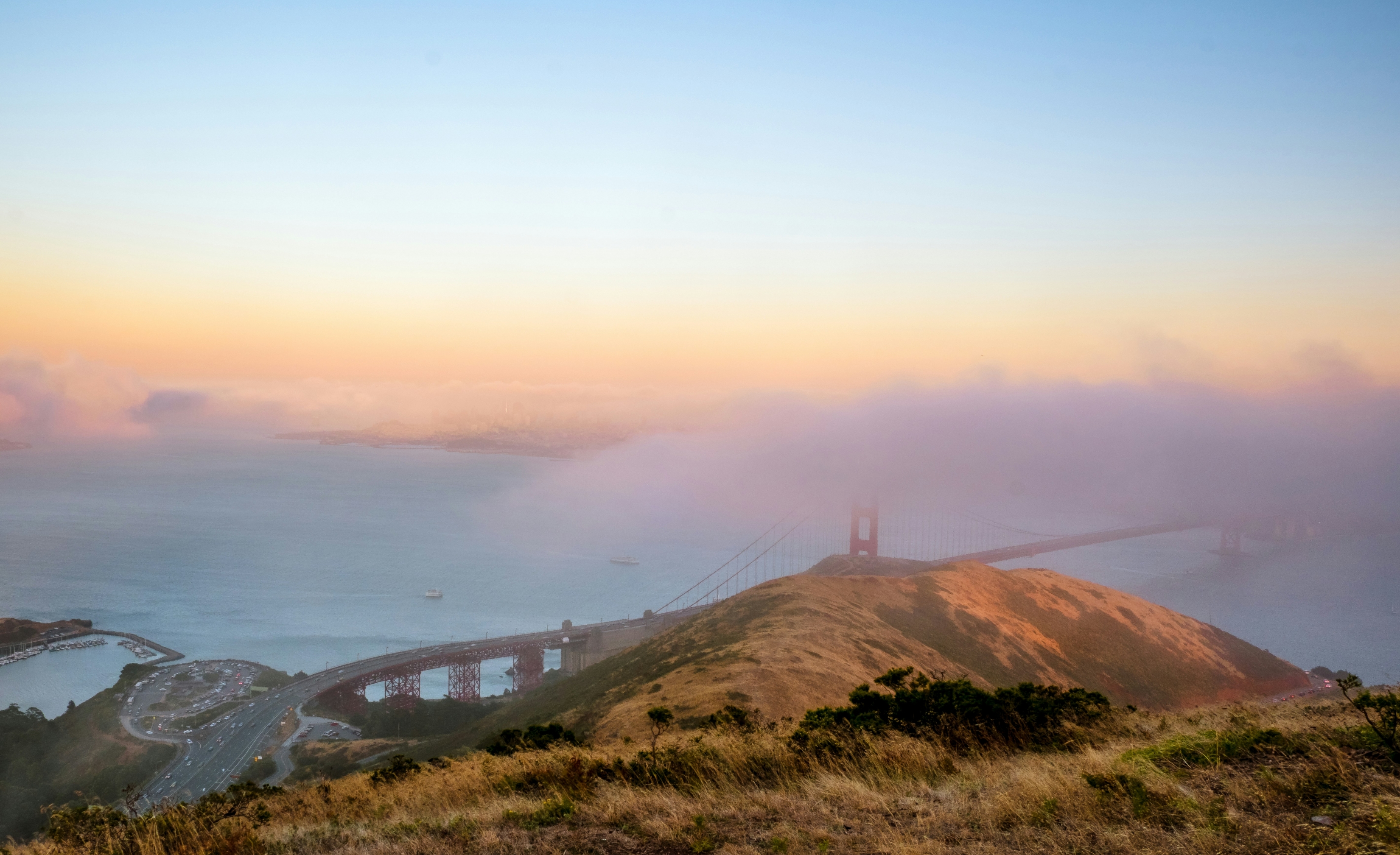 Foggy Misty Morning From The Top Of A Mountain wallpaper for Apple iPhone, Apple Watch, Mac, iPad and Apple Watch