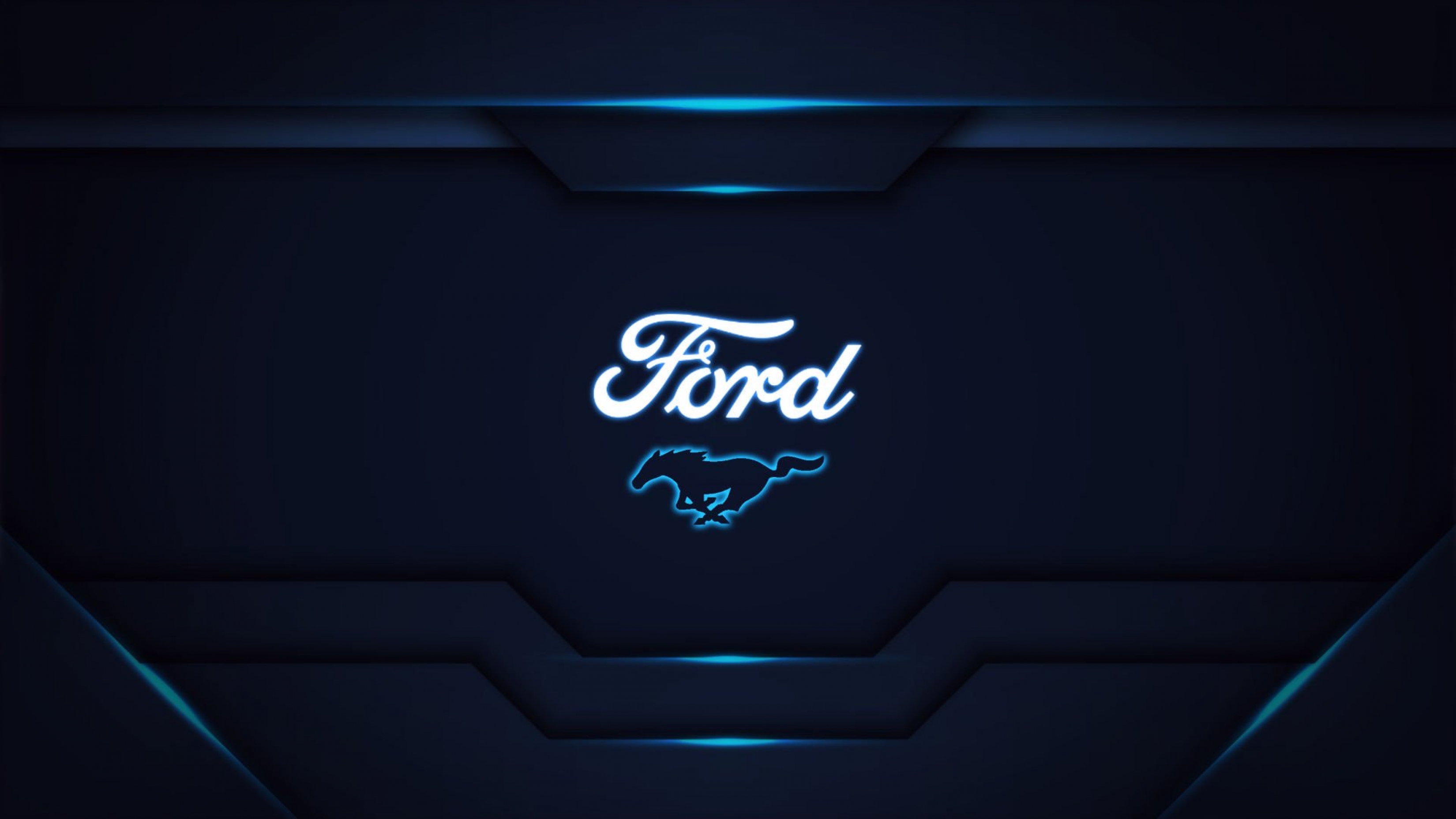 Ford Mustang Car Brands Logo Glow