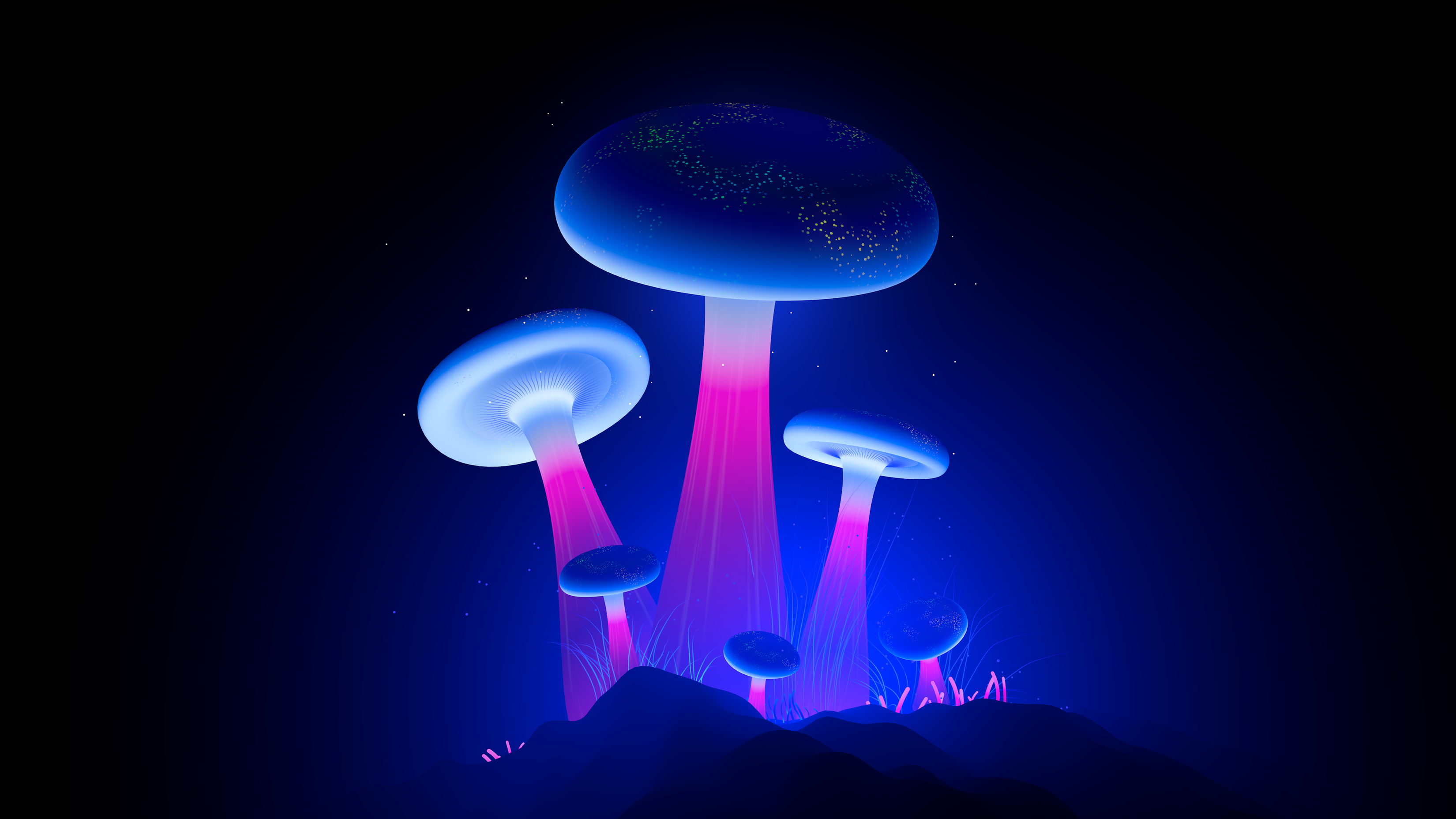 Glowing Mushrooms Blue