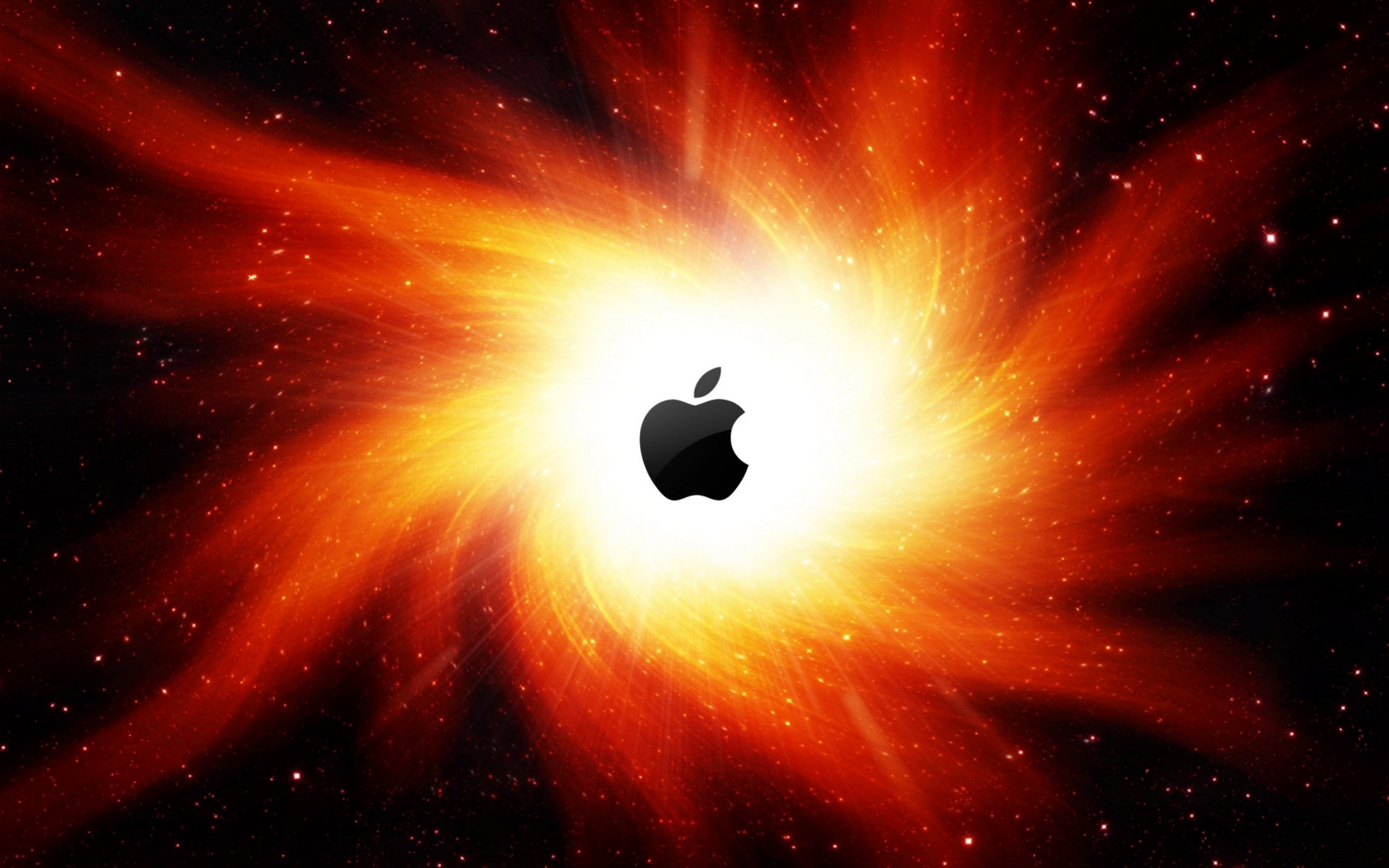 Glowing Red Apple Logo Deep Space