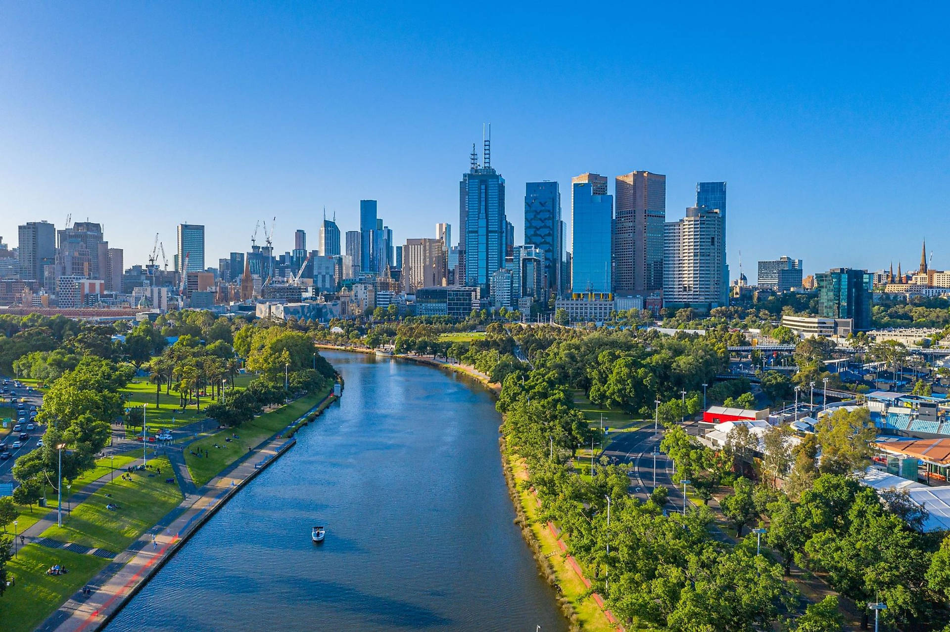 Gorgeous Green Yarra River Nature Landscapes Of Melbourne City Skyline Victoria State Australia