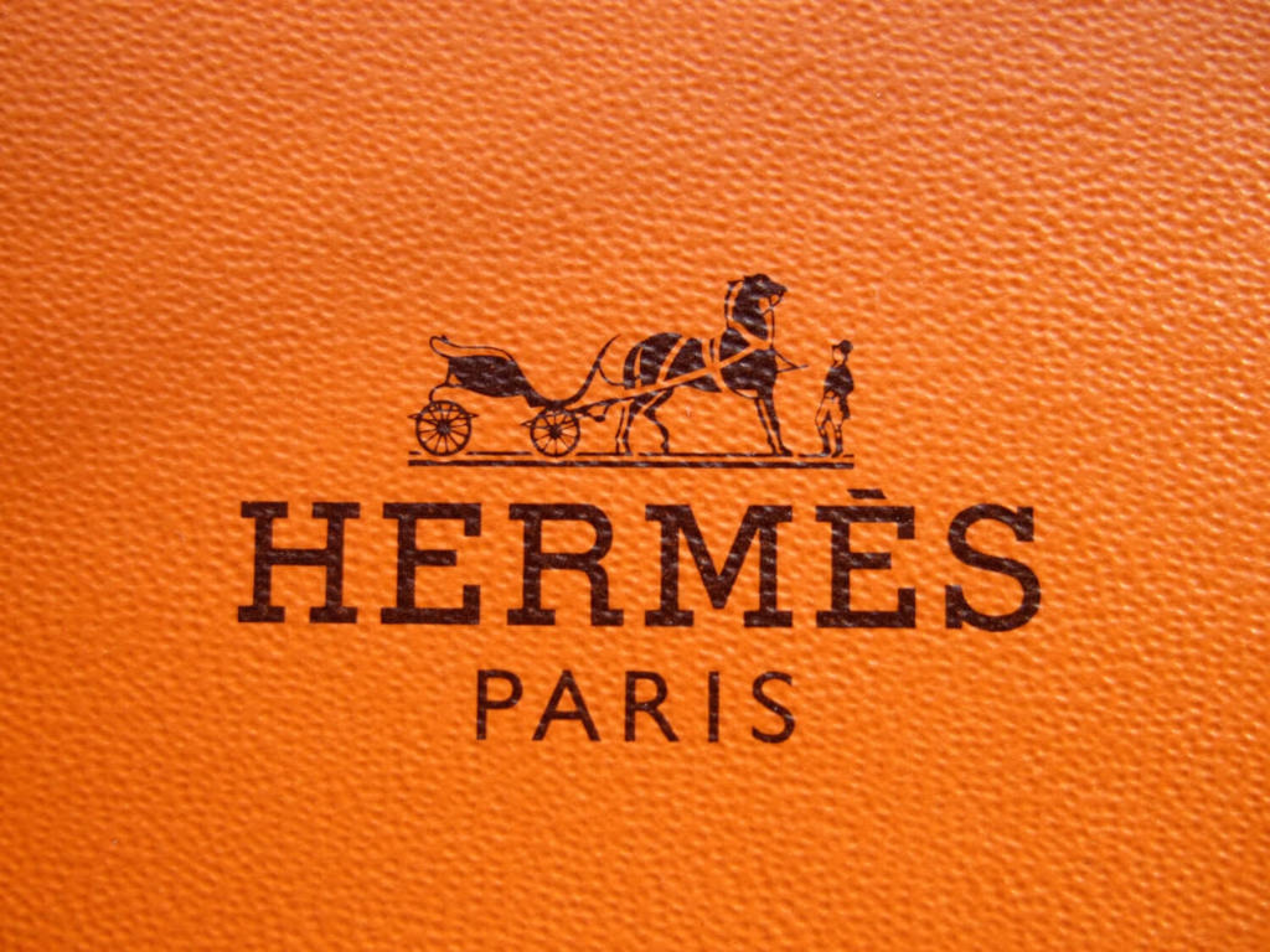 Hermes Paris Official Logo Leather Orange