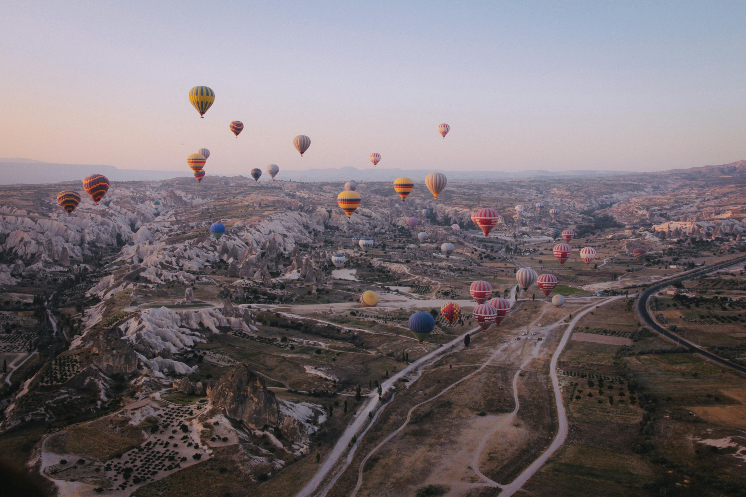 Hot Air Balloons Fly In The Sky In Turkey