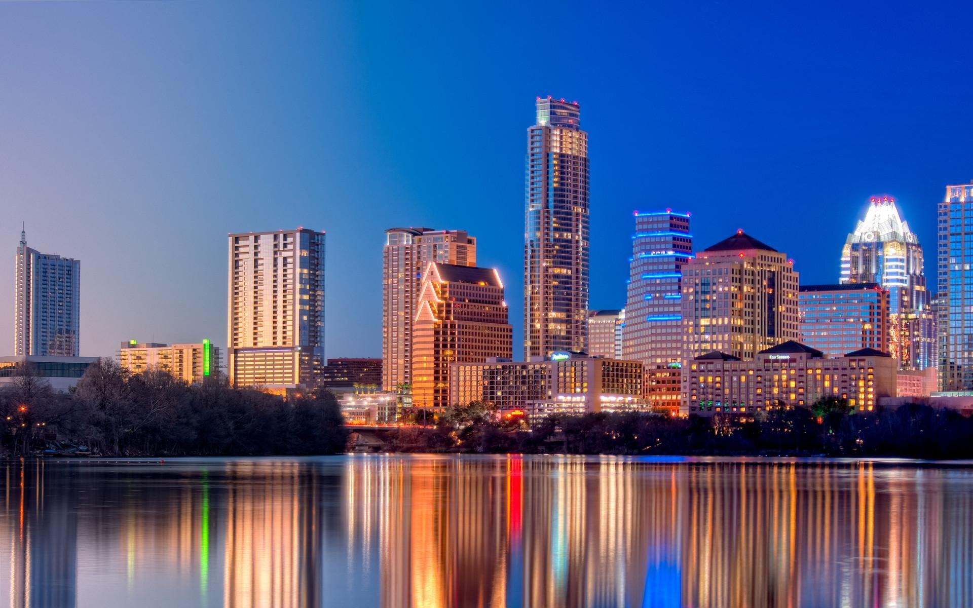 Houston Texas City Desktop Wallpaper Reflections On Water wallpaper for Apple iPhone, Apple Watch, Mac, iPad and Apple Watch