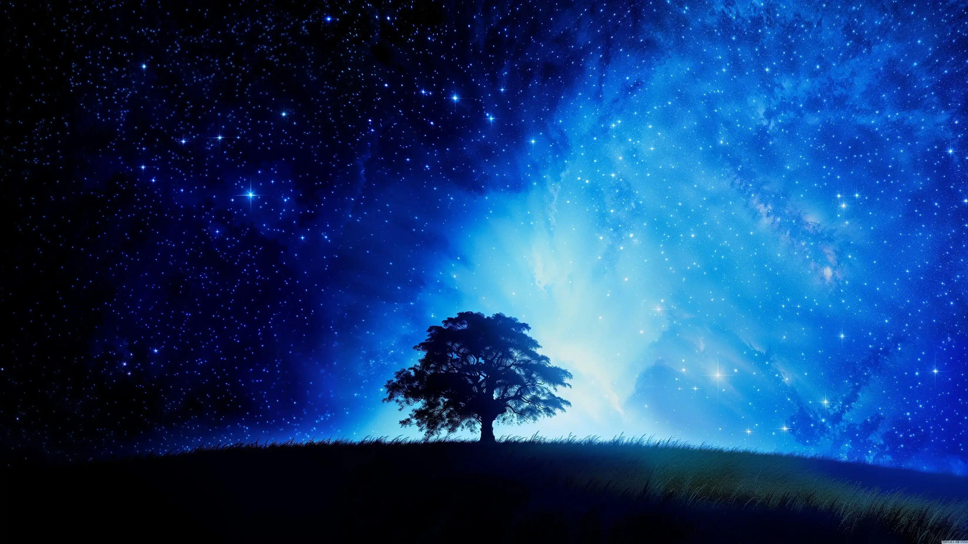 Hyper Vibrant Galaxy View On A Hill With A Singular Tree Best Most Popular Free Download Wallpapers For MacBook Pro And MacBook Air And Microsoft Windows Desktop PCs 4K