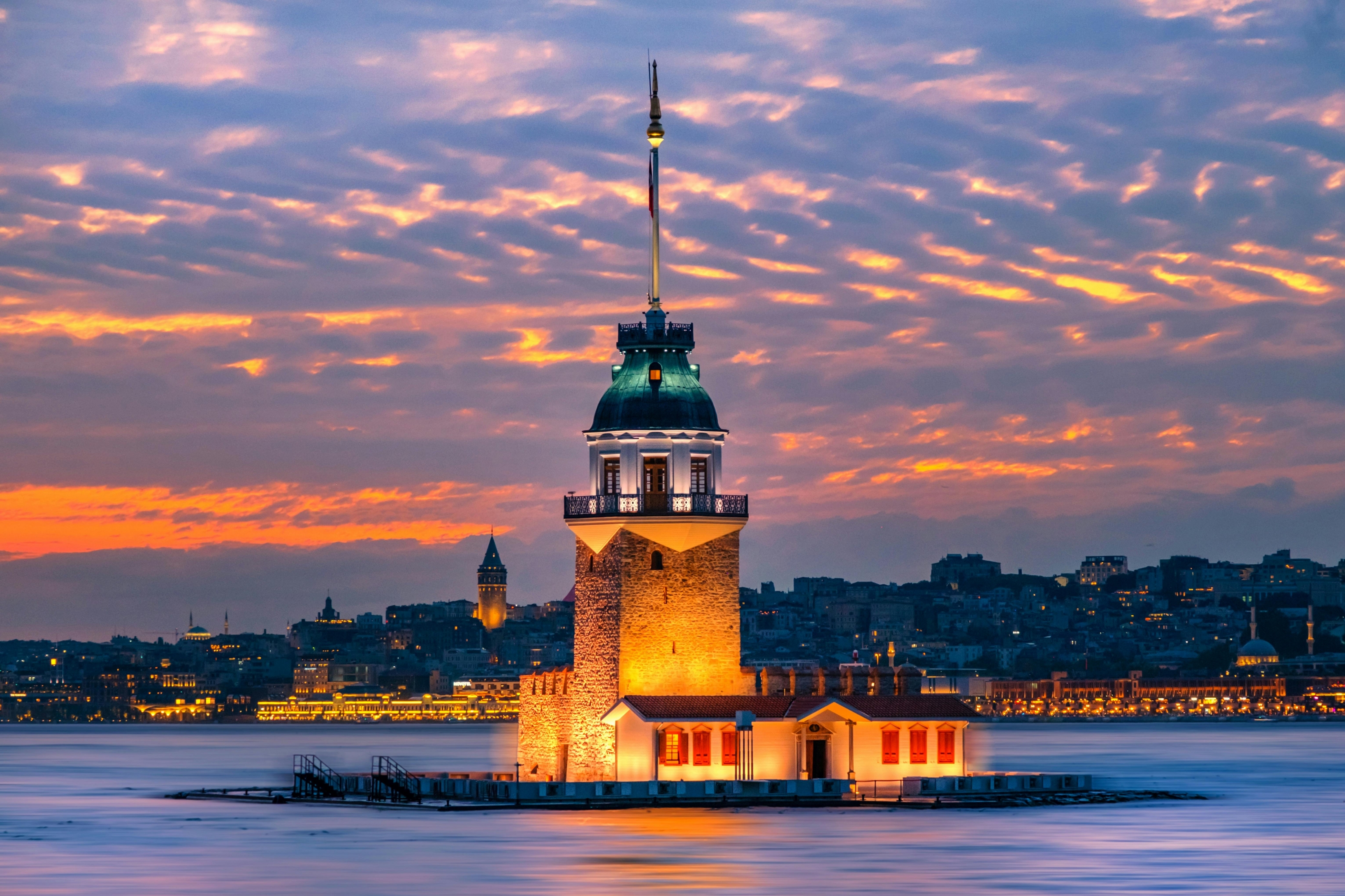 Lit Up Lighthouse Sunset HDR wallpaper for Apple iPhone, Apple Watch, Mac, iPad and Apple Watch