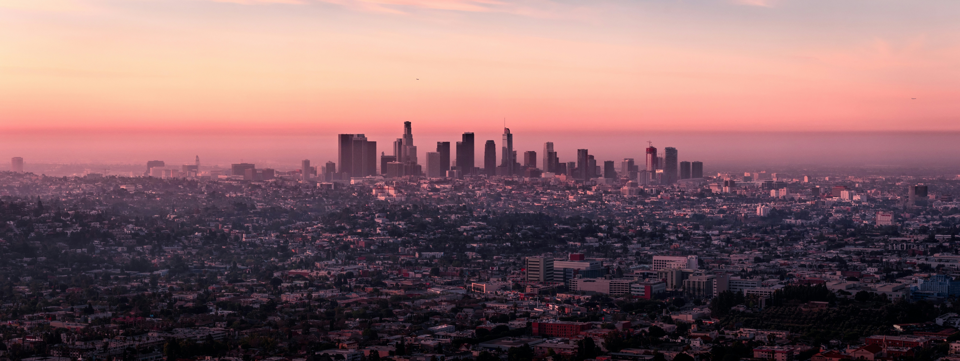 Los Angeles California LA City Skyline At Sunset wallpaper for Apple iPhone, Apple Watch, Mac, iPad and Apple Watch