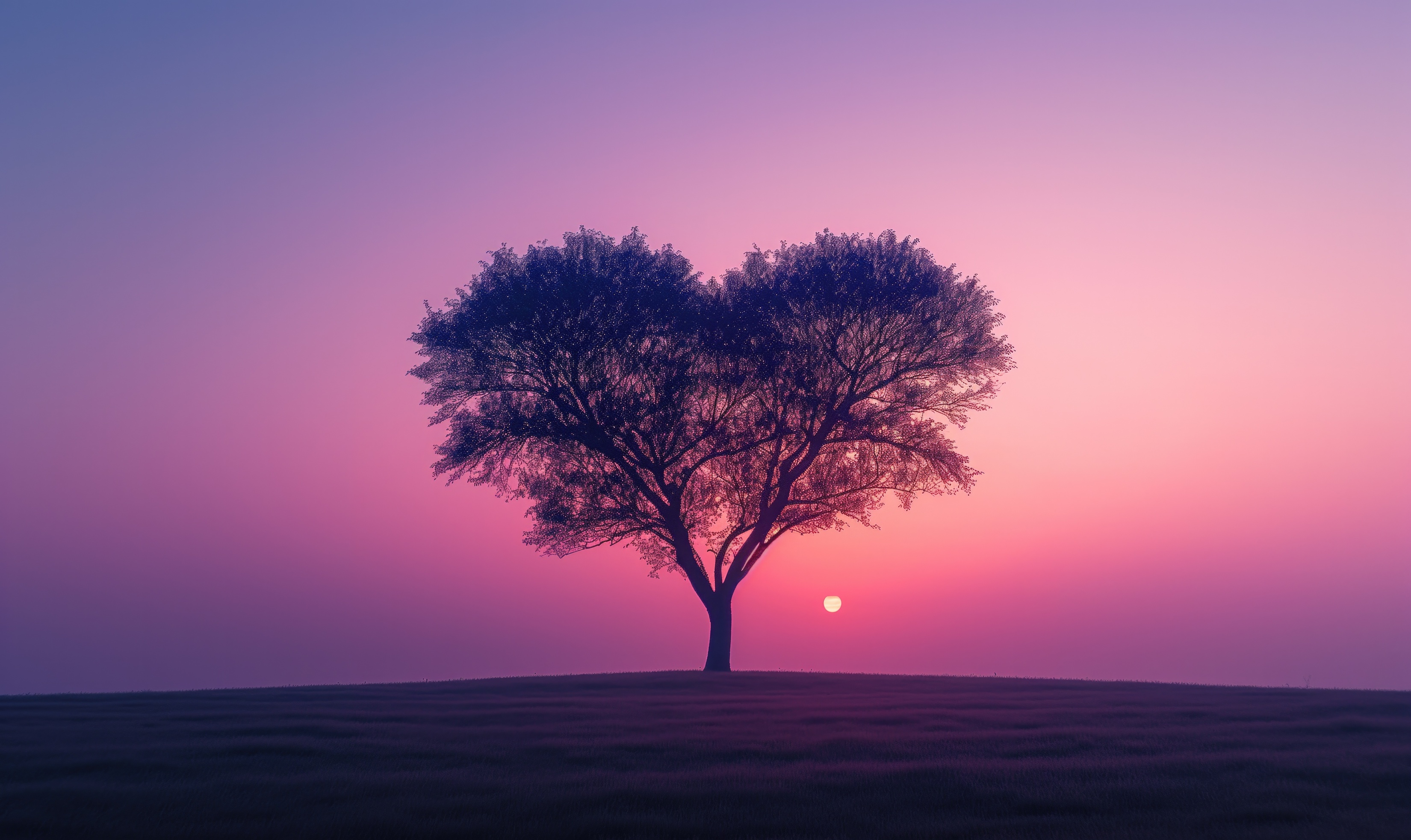 Love Heart Tree Cute Sunset 8K Ultra-HD Ultra HD Computer Desktop Image Screensavers Wallpapers Backgrounds Backdrops Display Image Theme 4K Mac And PC