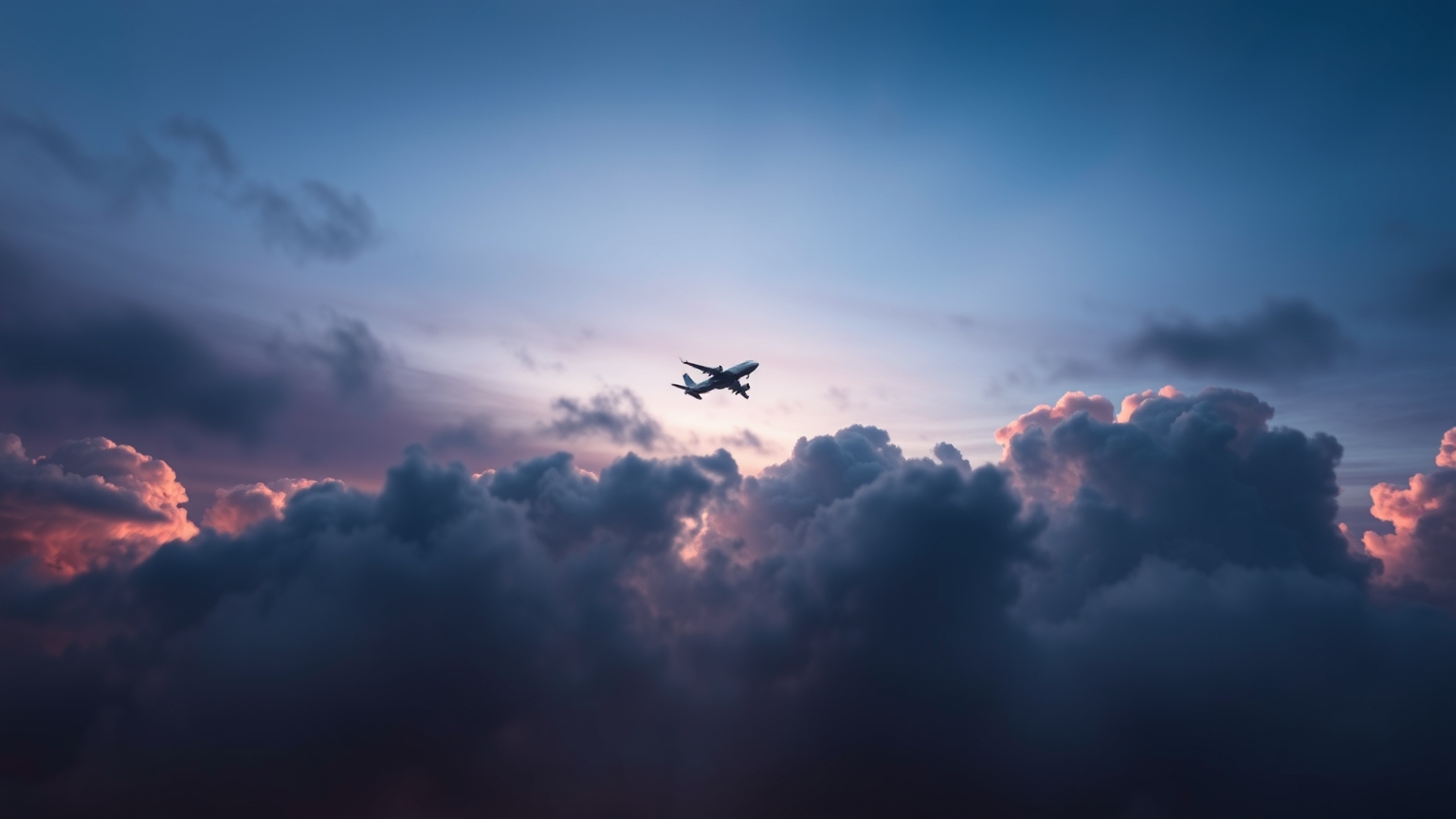 Aircraft Flying In A Dark Sky Airplane Aeroplane Cloudscapes Mac wallpaper