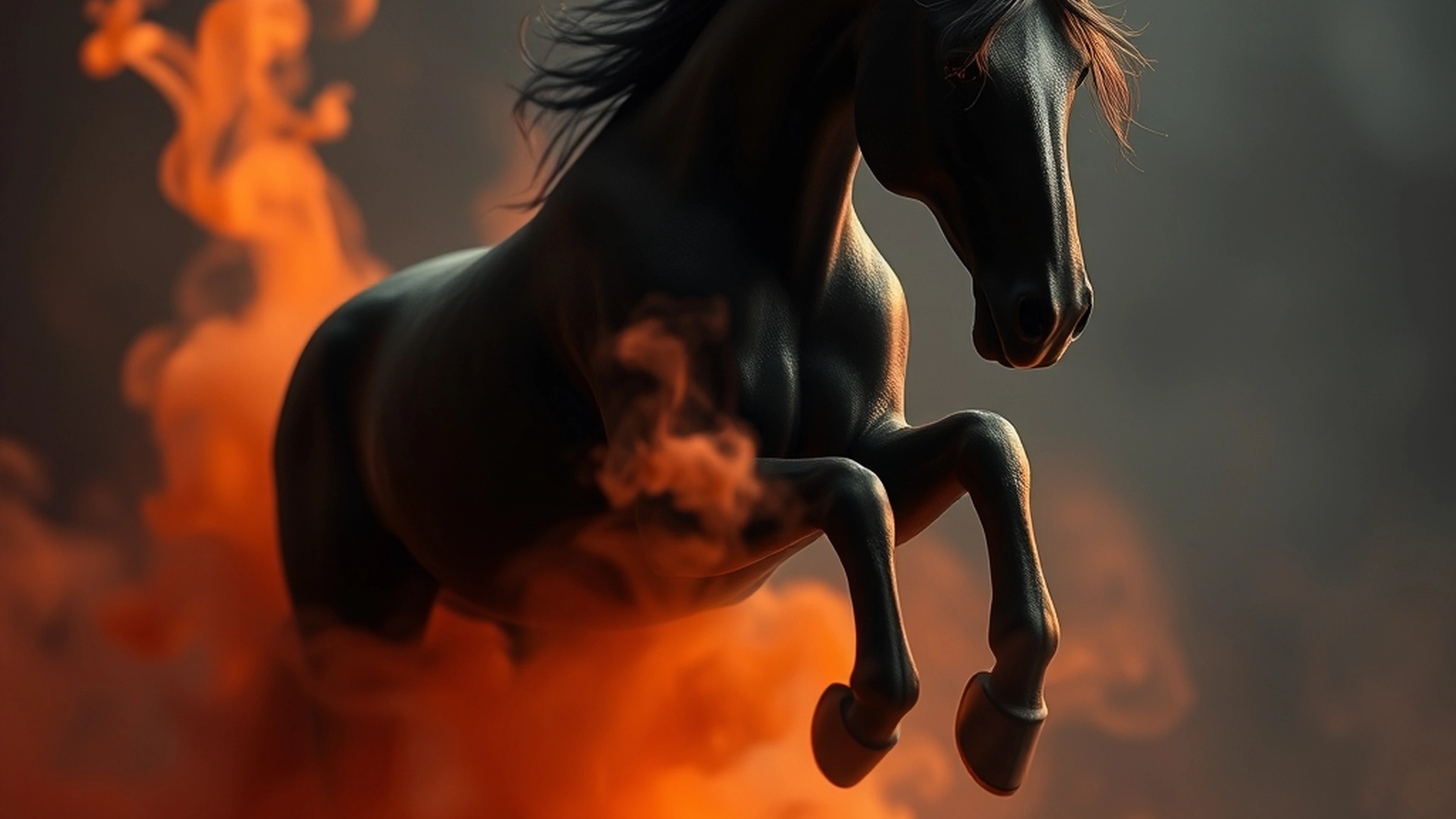 Realistic Dark Horse And There Should Be Little Smoke Around Mac wallpaper