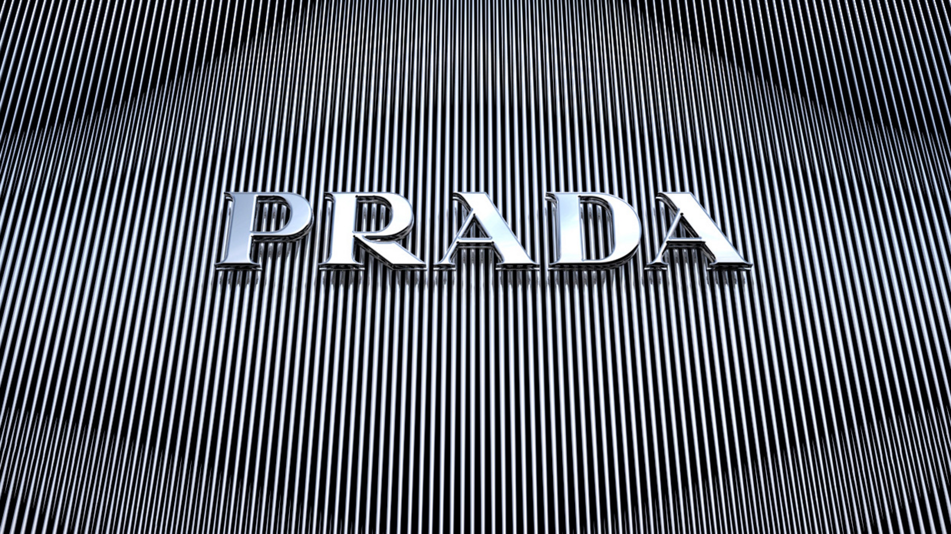 Metallic 3D Sign Prada Brand Logo