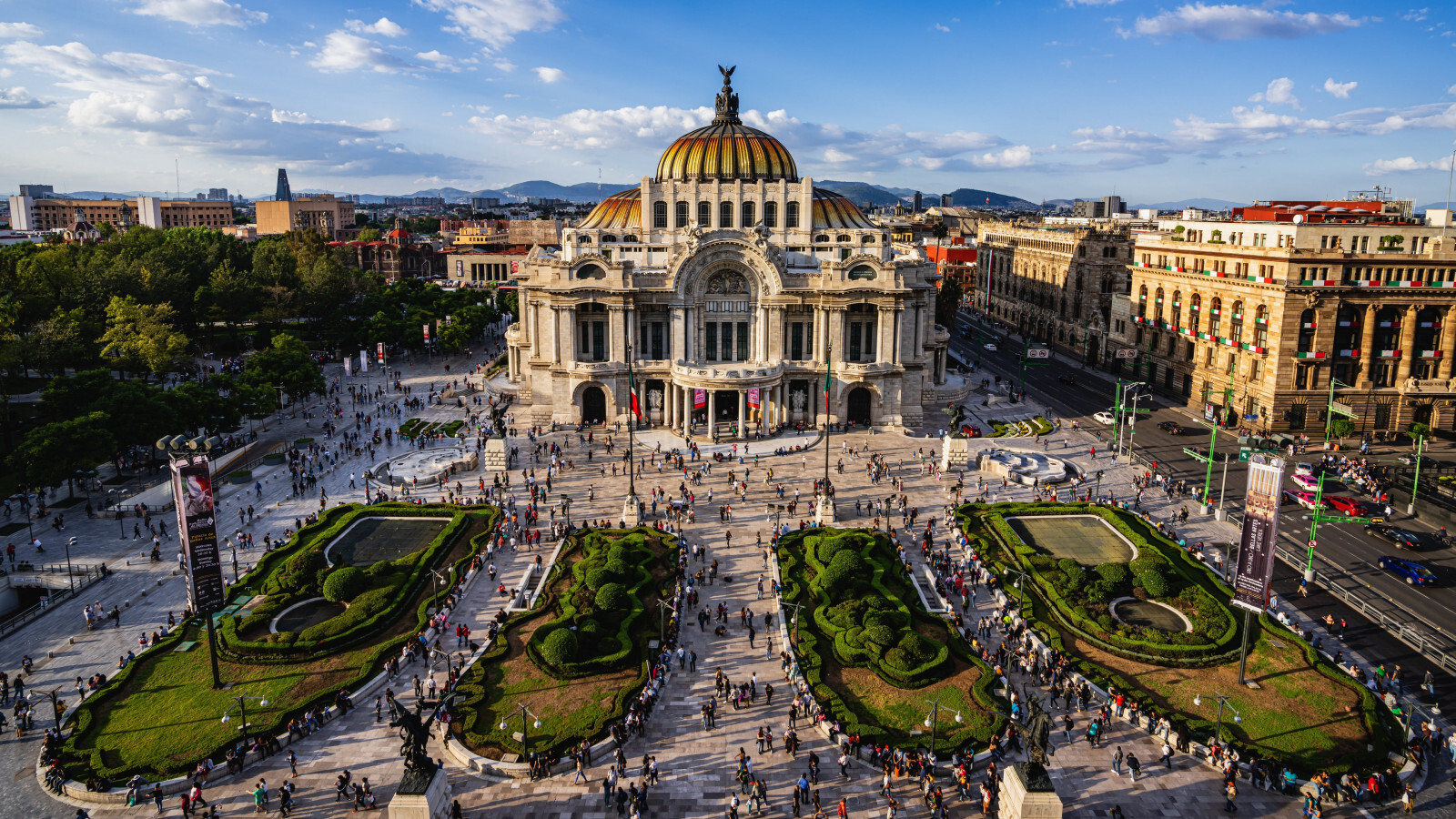 Mexican Mexico City Building Park People Town Square Sky Clouds 2231776