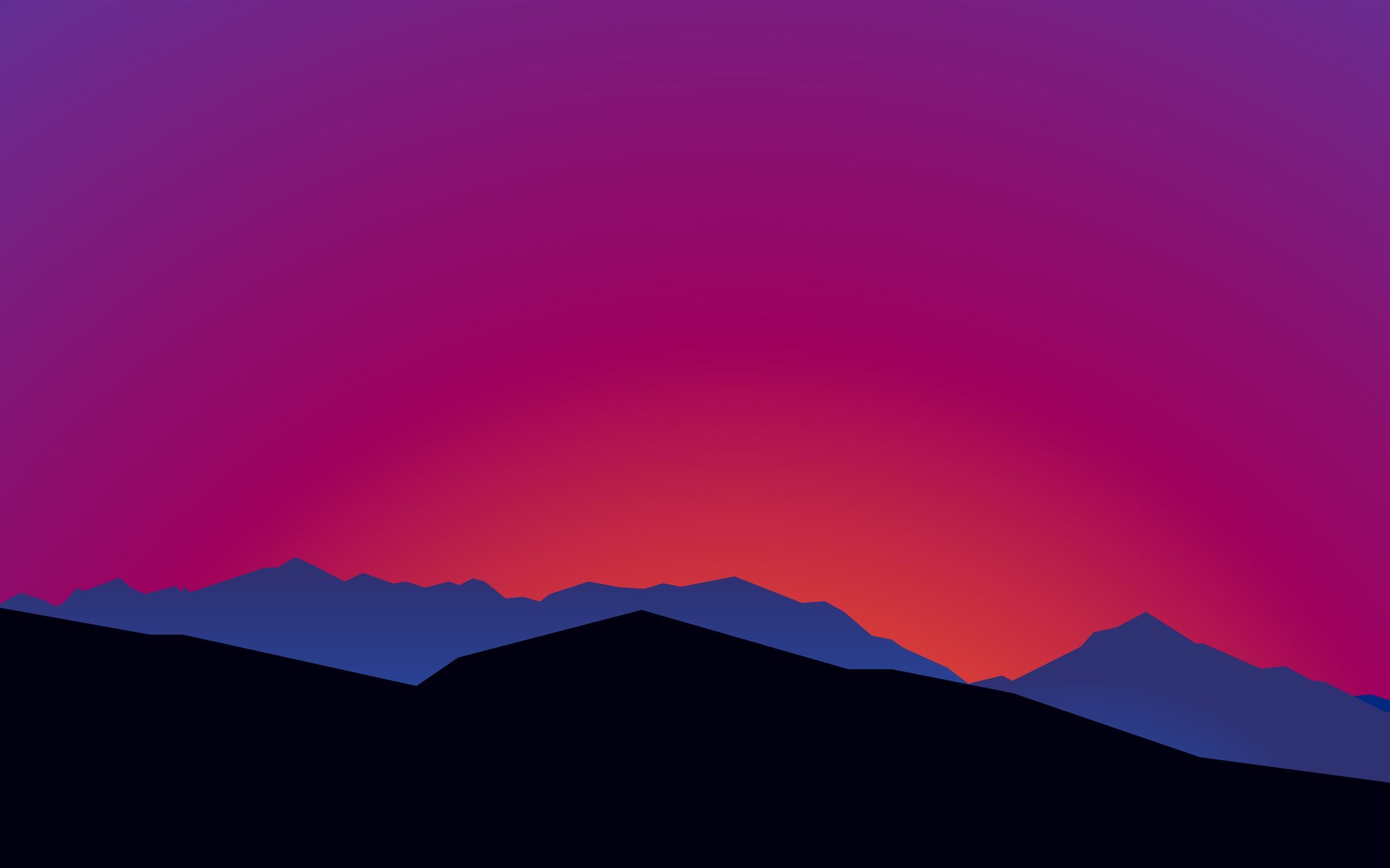 Mountains Silhouette Sunrise Minimalist For macOS HD 4K