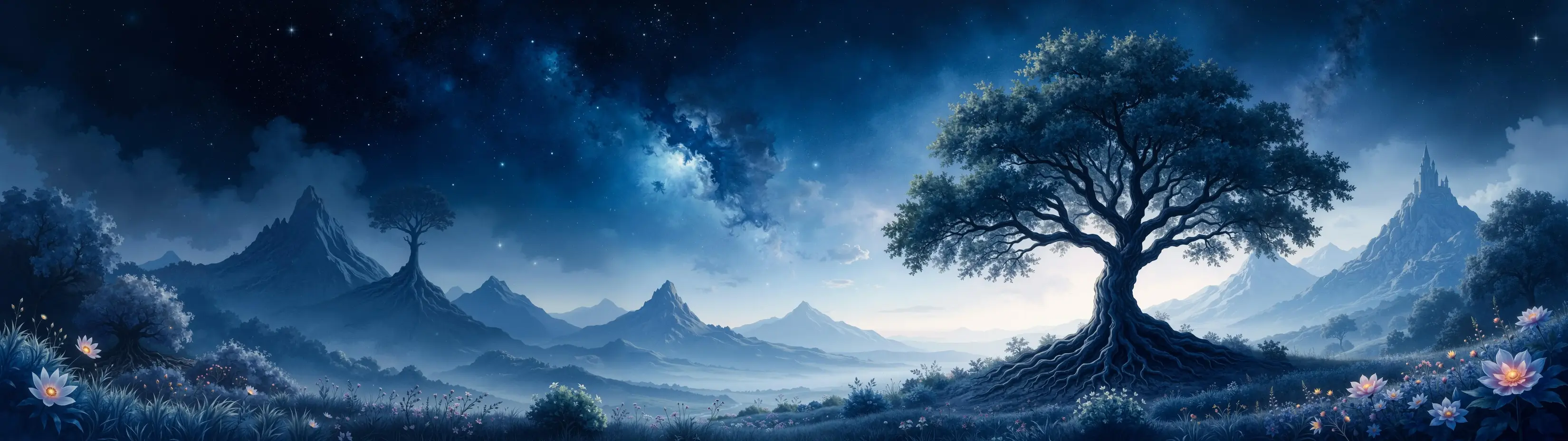 Mystical Magical Landscape With Trees And Flowers Mountains Ultrawide Wallpapers 2025 Best Ultra HD High Resolution 4K Desktop Backgrounds Wallpapers For Mac Linux And Windows PC macOS