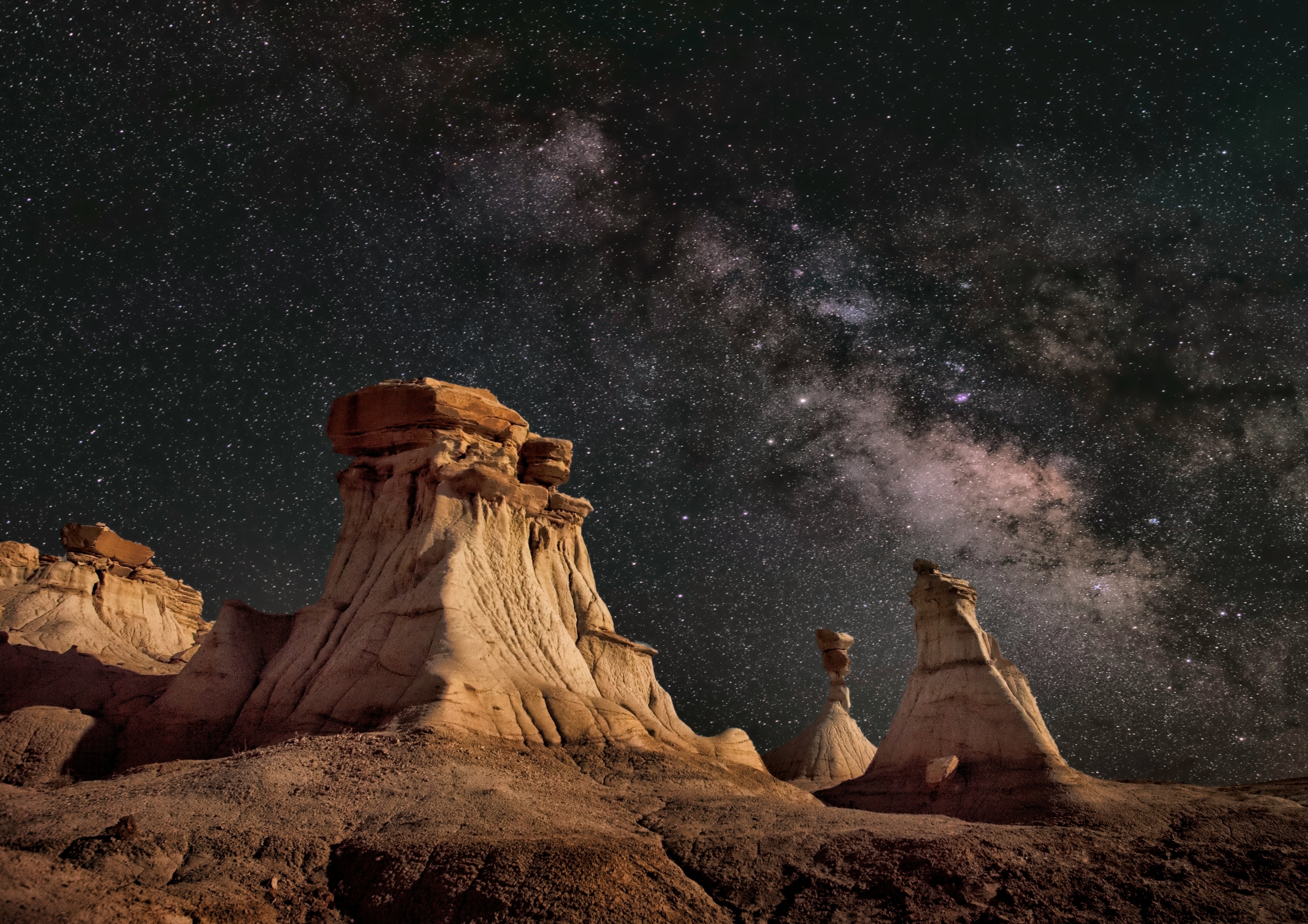 Nevada Desert With Stars And Galaxy View In The Sky