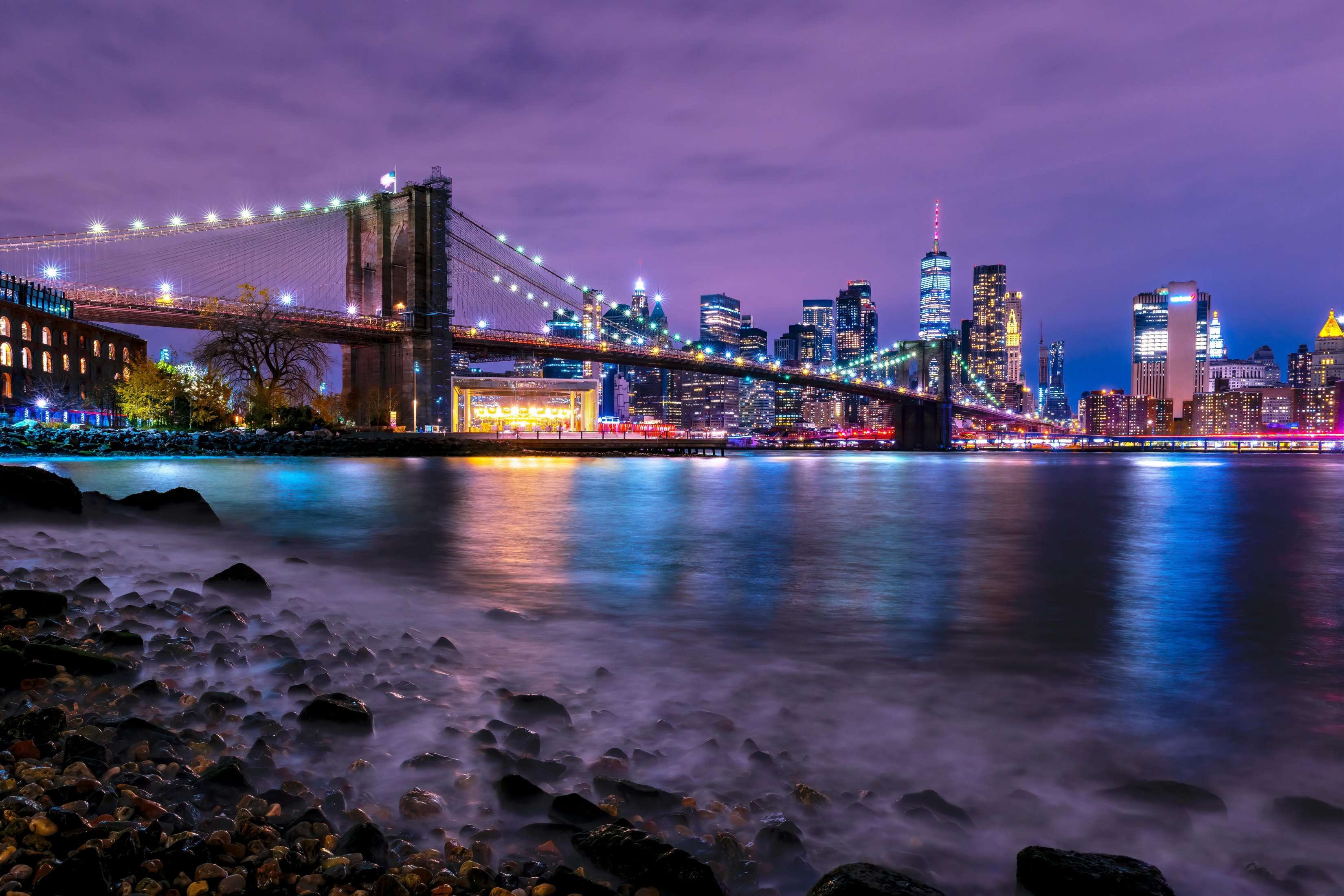 New York City Glowing Bridge wallpaper for Apple iPhone, Apple Watch, Mac, iPad and Apple Watch