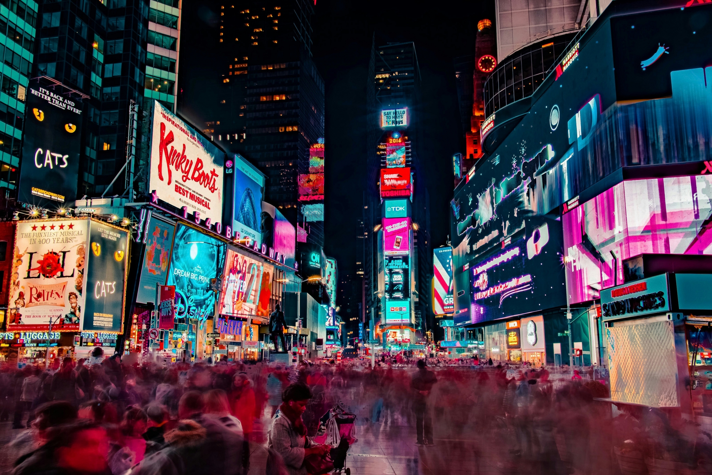 New York City NYC America Times Square Neon Signs And Lights 6k