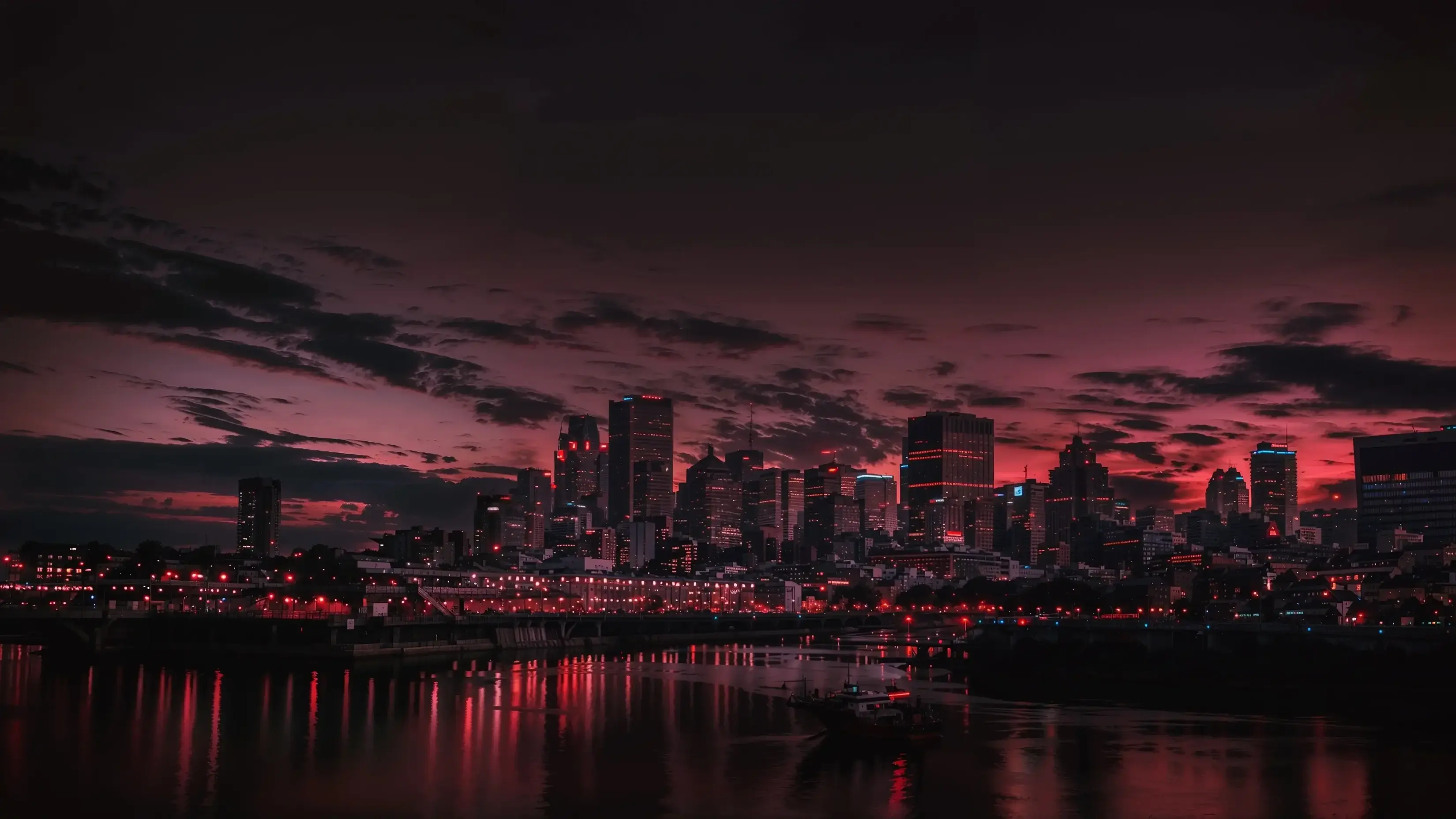 Night Mode Lovers Red Sunset Over City Skyline 8K Best Most Popular Free Download Wallpapers For MacBook Pro And MacBook Air And Microsoft Windows Desktop PCs 4K