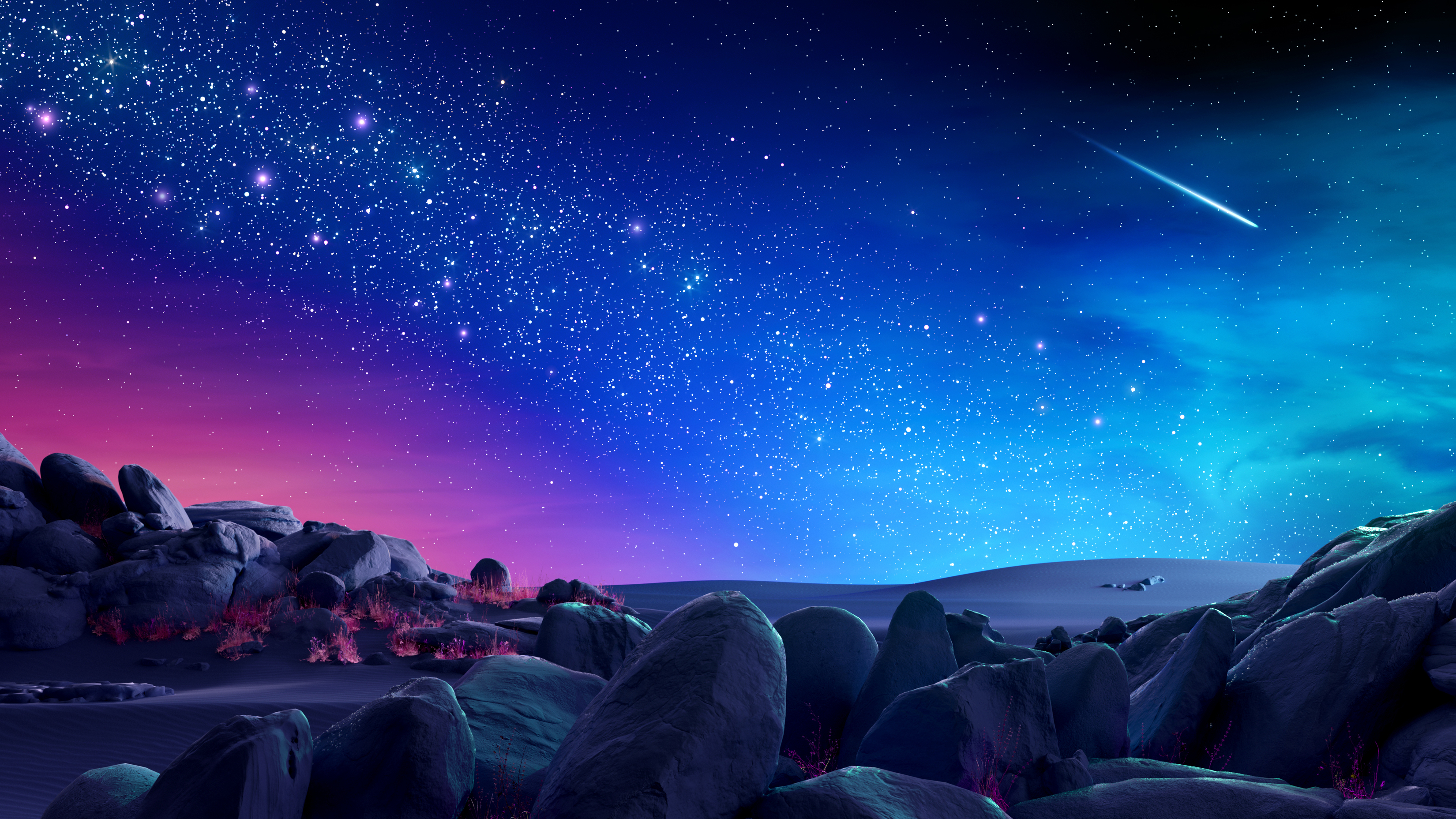 NightSky Colorful Aurora With Shooting Star And View Of The Cosmos wallpaper for Apple iPhone, Apple Watch, Mac, iPad and Apple Watch