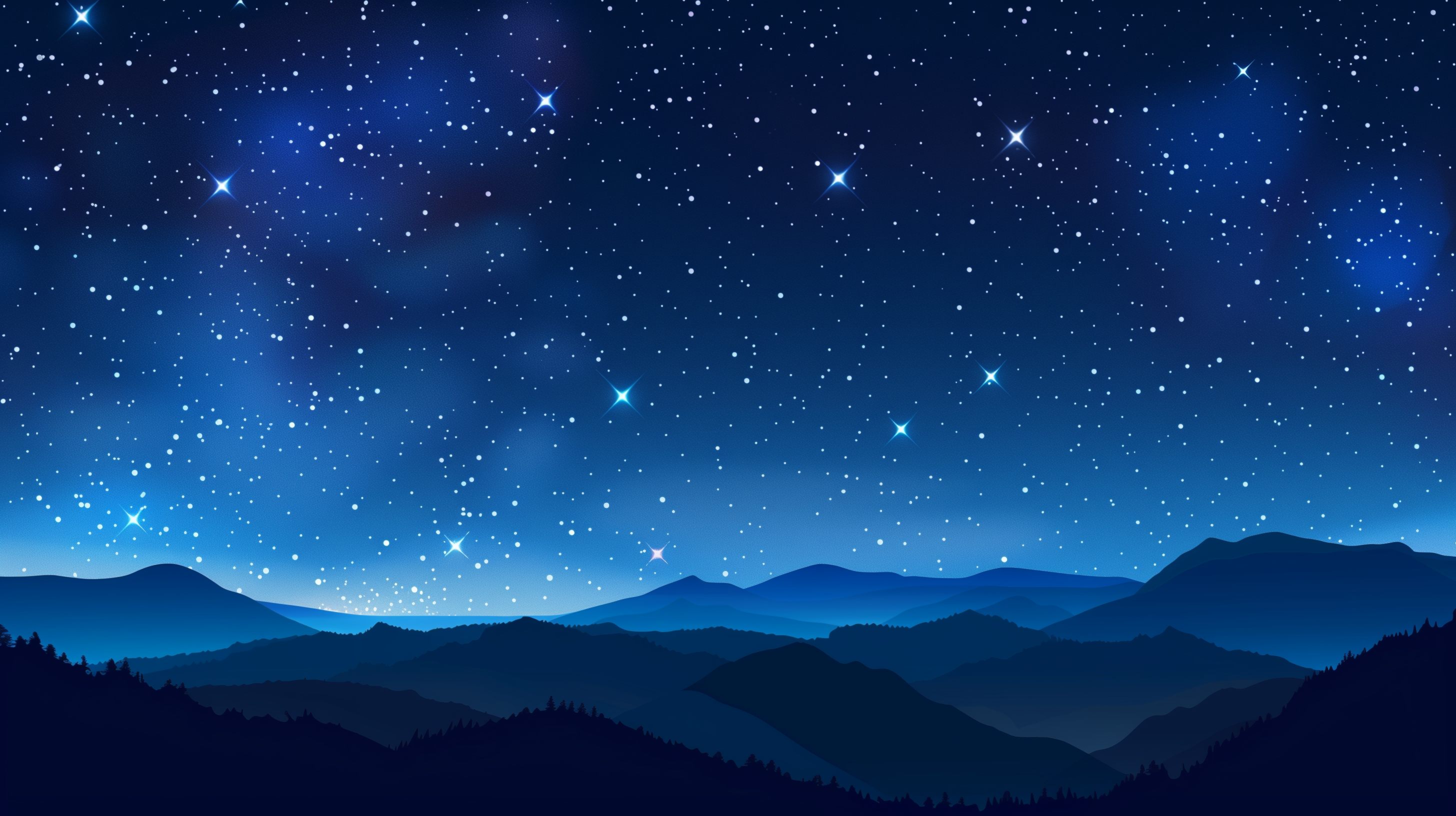 Nightsky With Big Blue And White Stars wallpaper for Apple iPhone, Apple Watch, Mac, iPad and Apple Watch