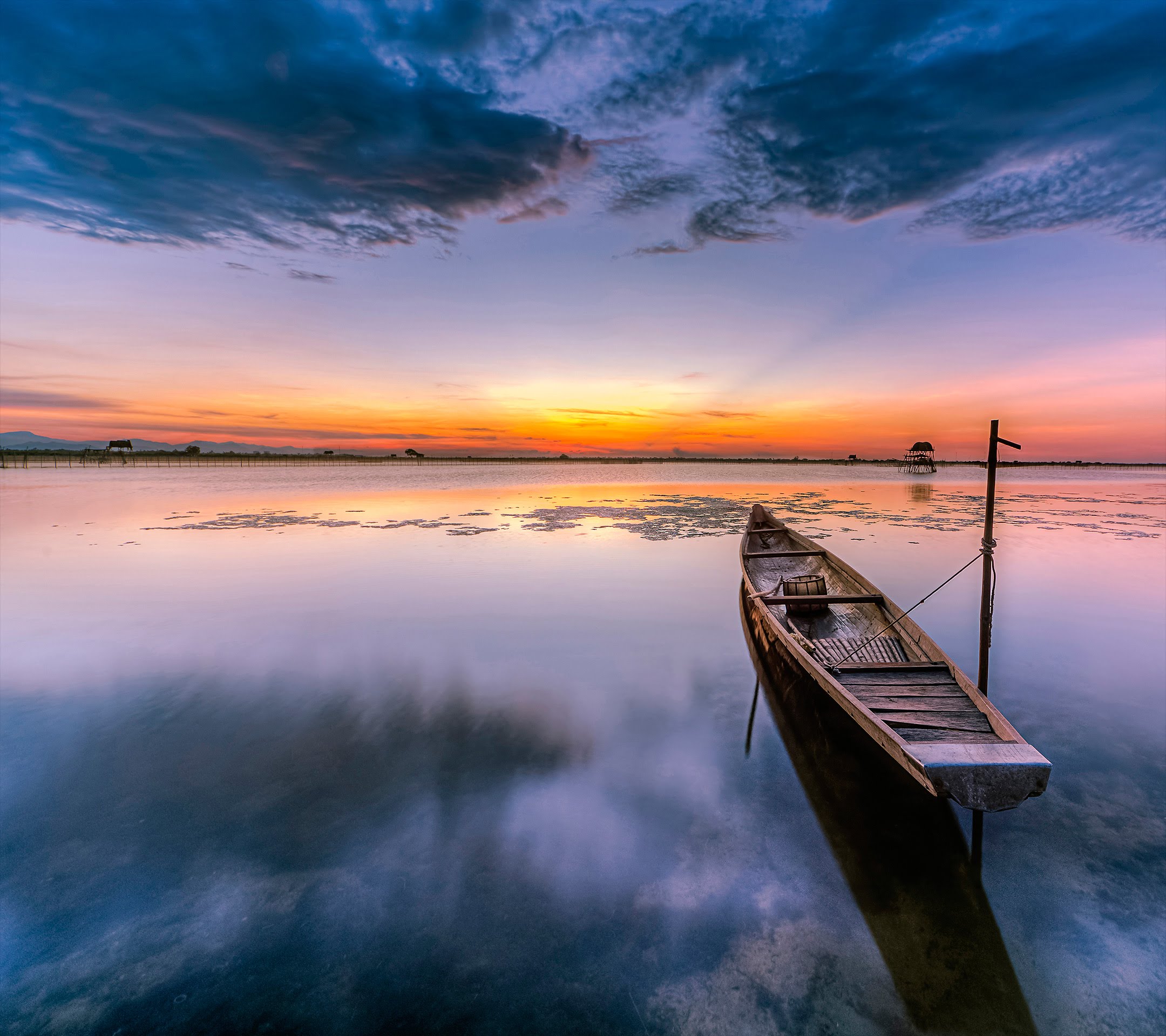 Old Boat On The Water Sunset wallpaper for Apple iPhone, Apple Watch, Mac, iPad and Apple Watch