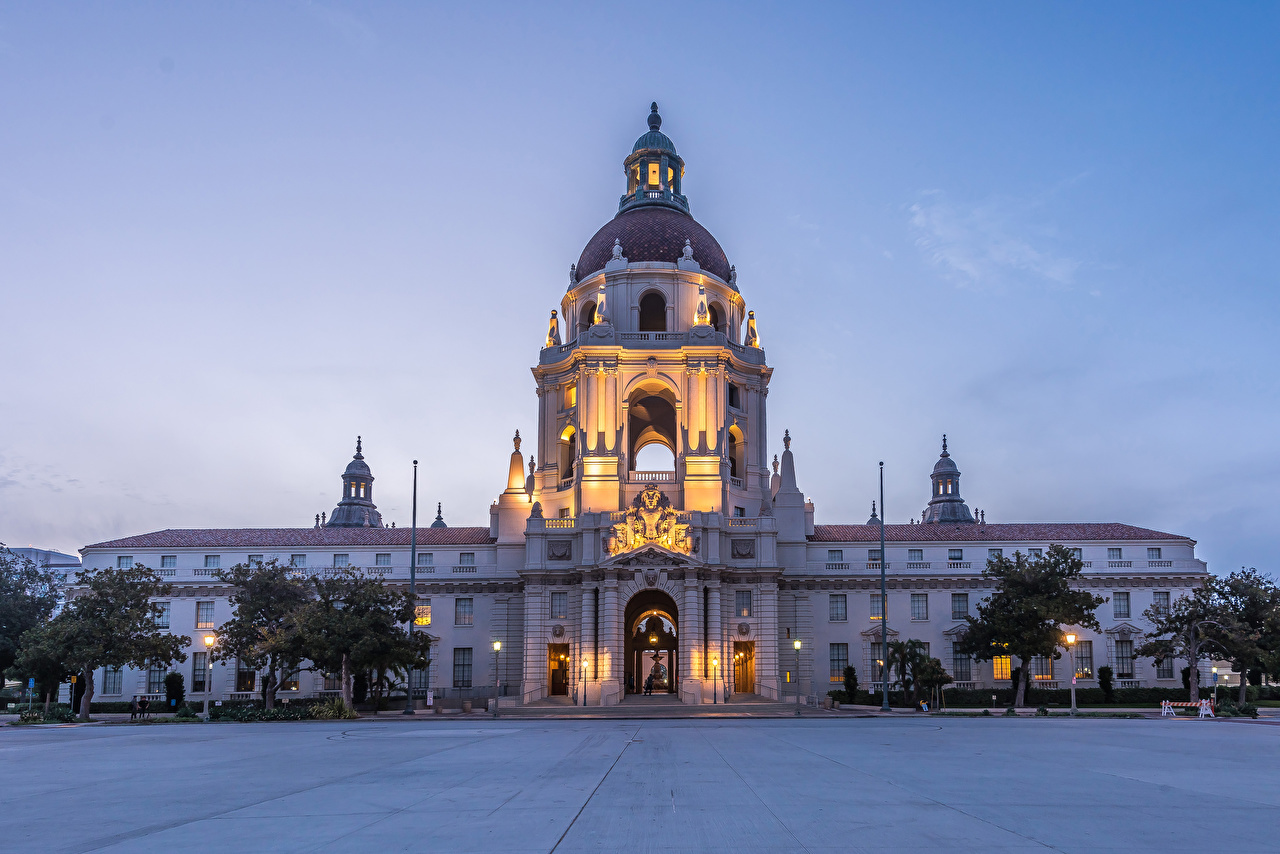 Pasadena City Hall Glowing California USA United States 