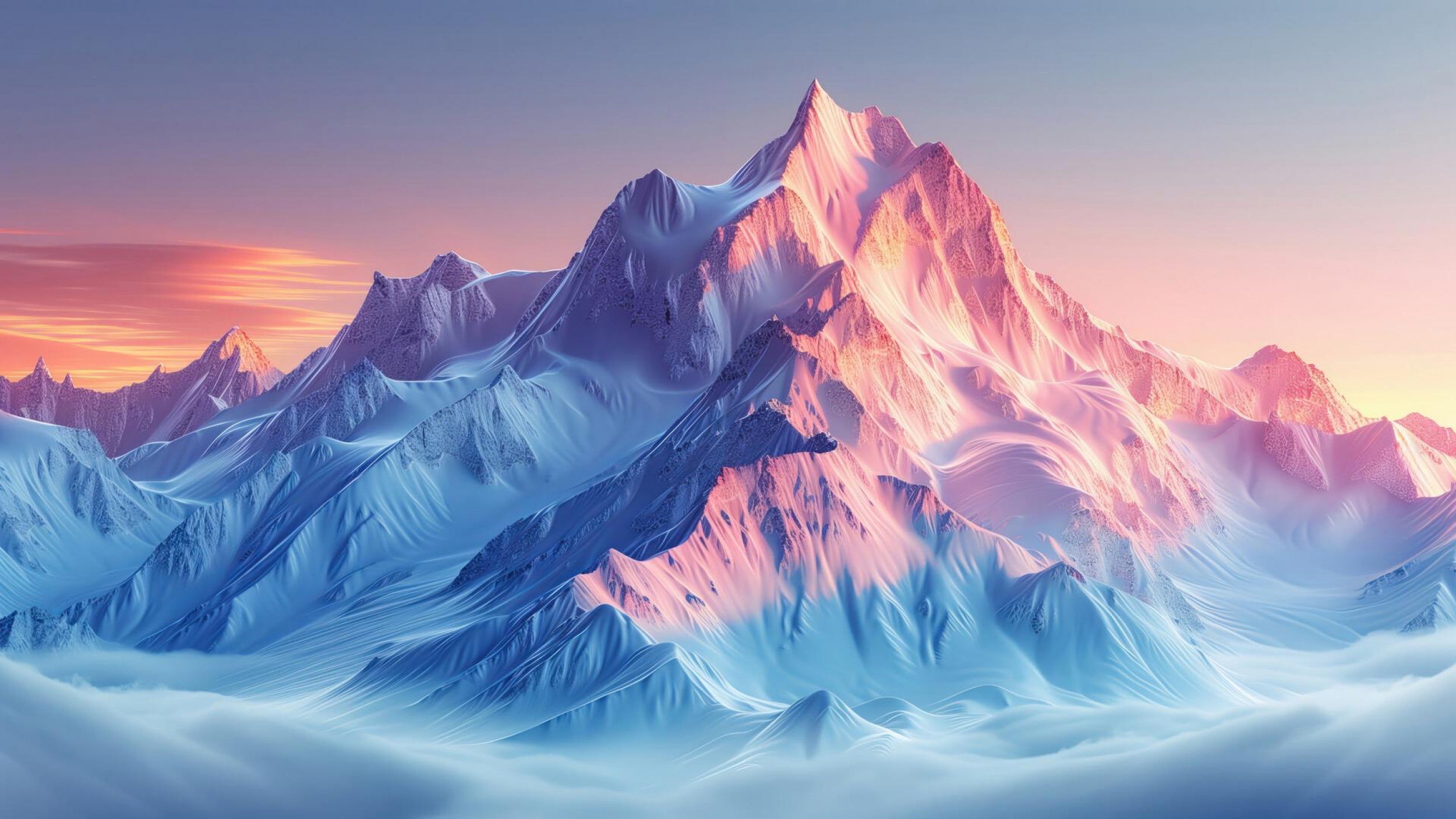 Pink And Blue Hues Mountain Landscape Beautiful Gorgeous 6k wallpaper for Apple iPhone, Mac, iPad and more