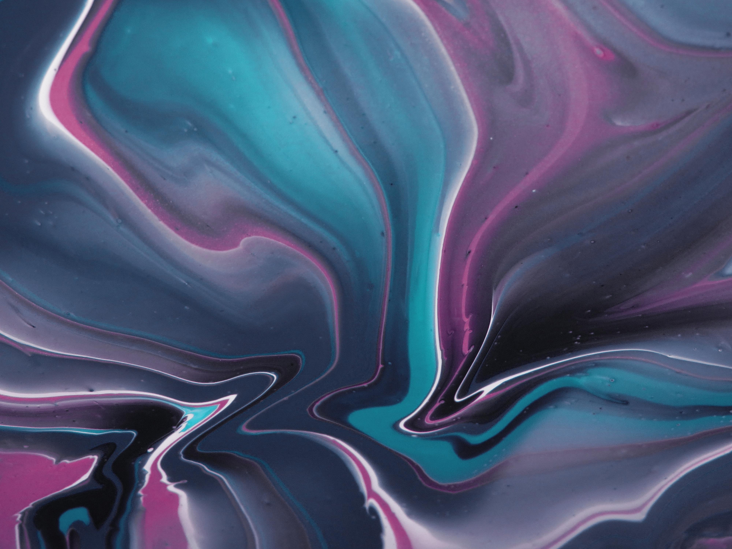 Purple Blue Paint Swirl Abstract Art