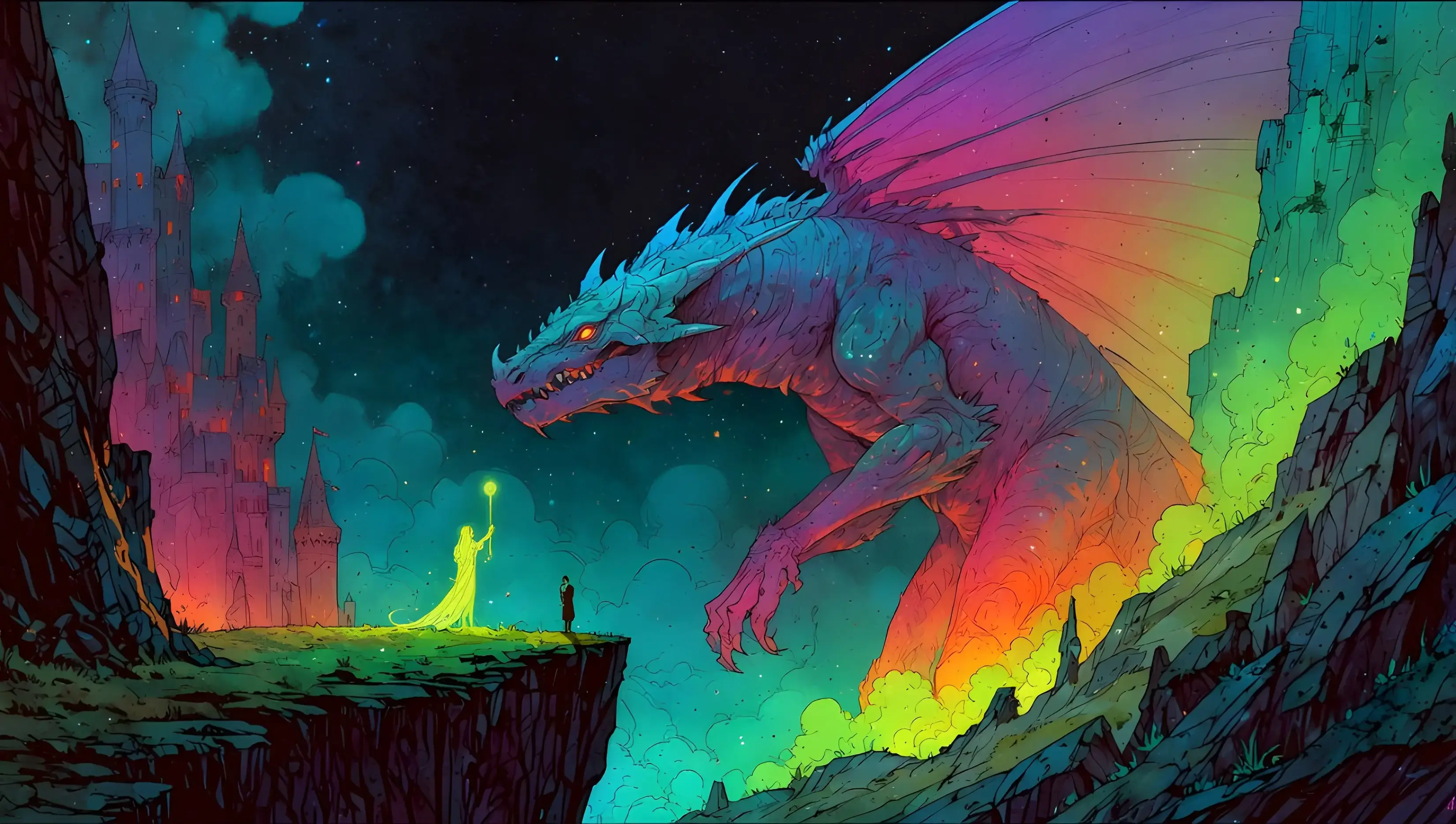 Rainbow Colorful Dragon Magical Mystical Best 4K Desktop Wallpapers Backdrops And 8K Backgrounds 12k High Resolution HD Of 2025 For Apple Mac Windows PC Linux Chromebooks