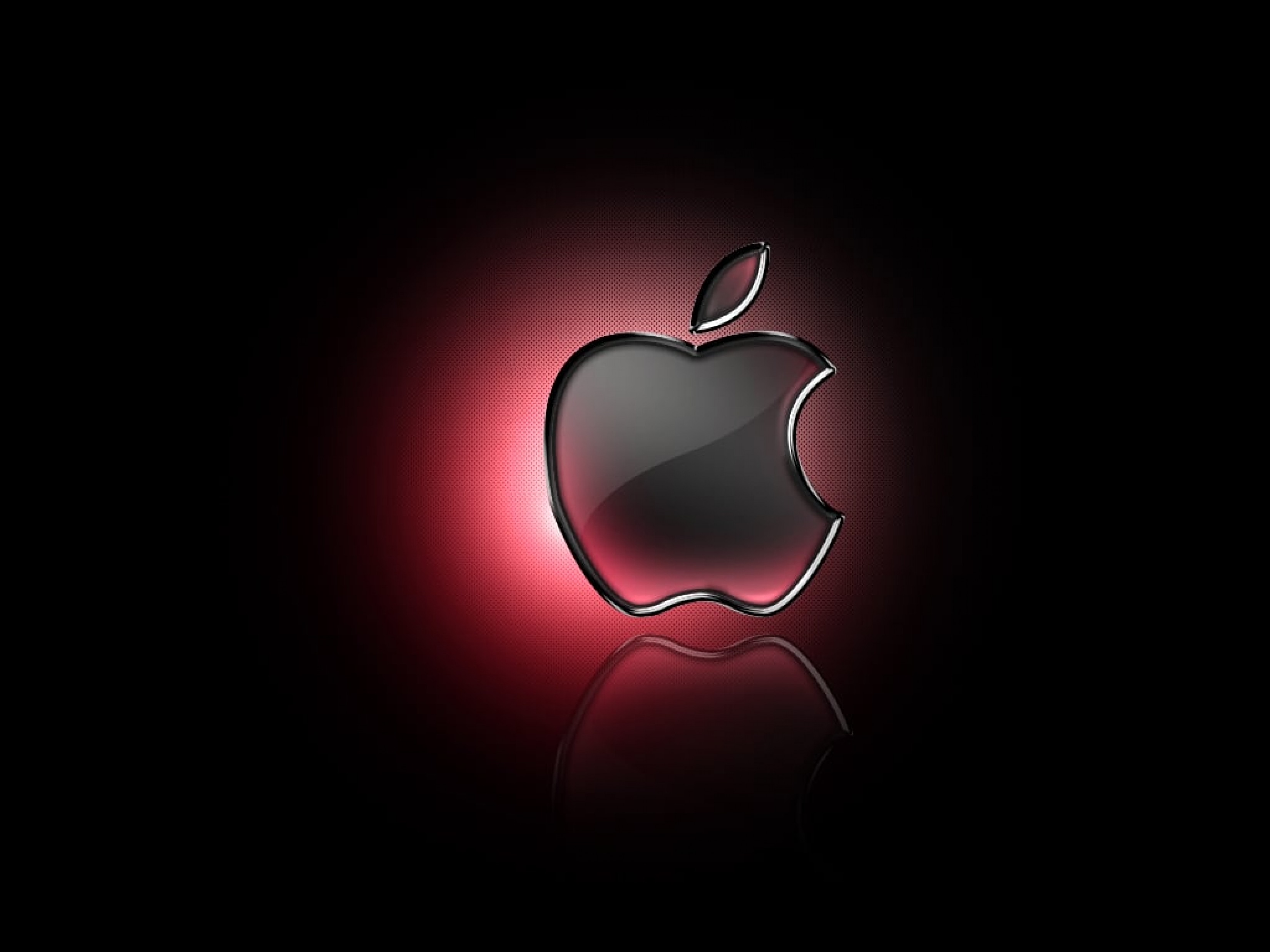 Red Glowing Apple Logo Glass Style 3D Digital