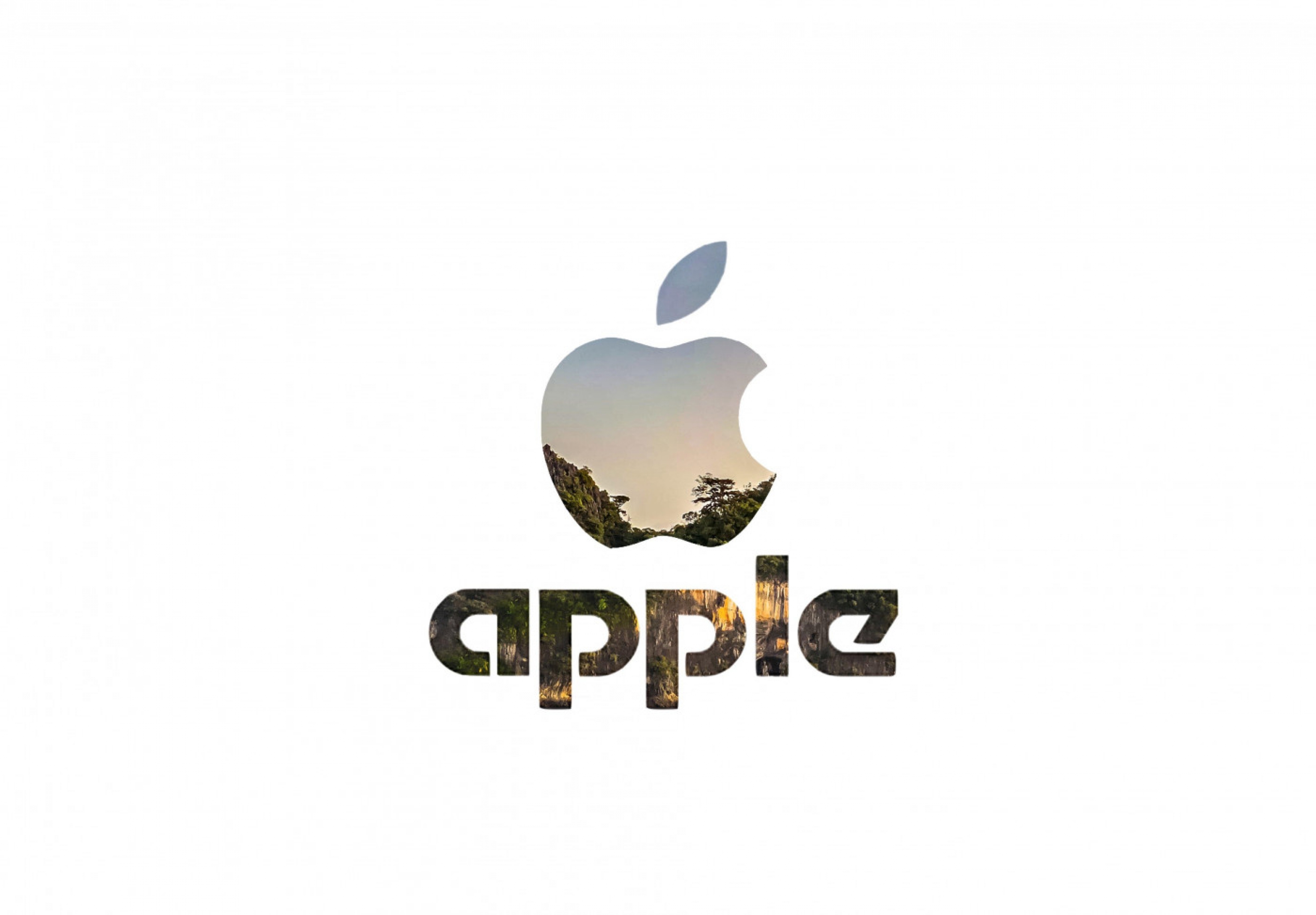 Retro Apple Logo White Backdrop See Through