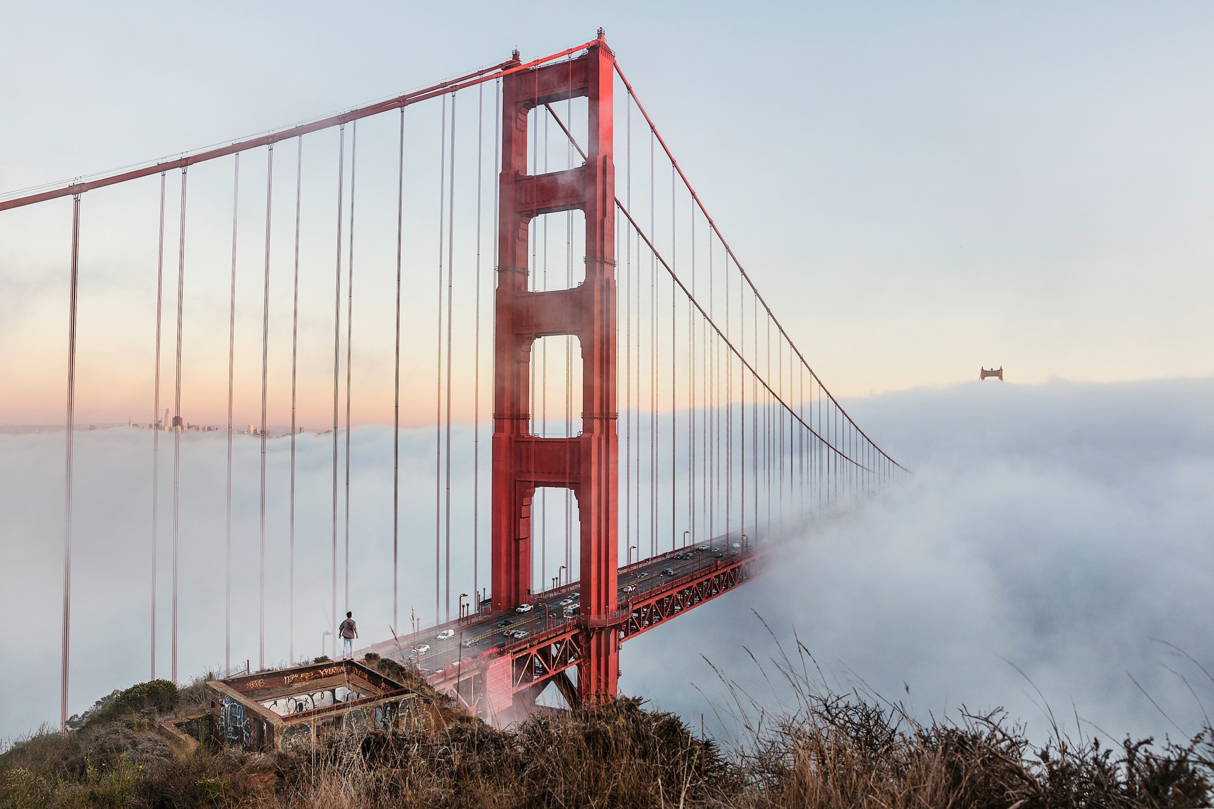 San Francisco Golden Gate Bridge With Clouds wallpaper for Apple iPhone, Apple Watch, Mac, iPad and Apple Watch