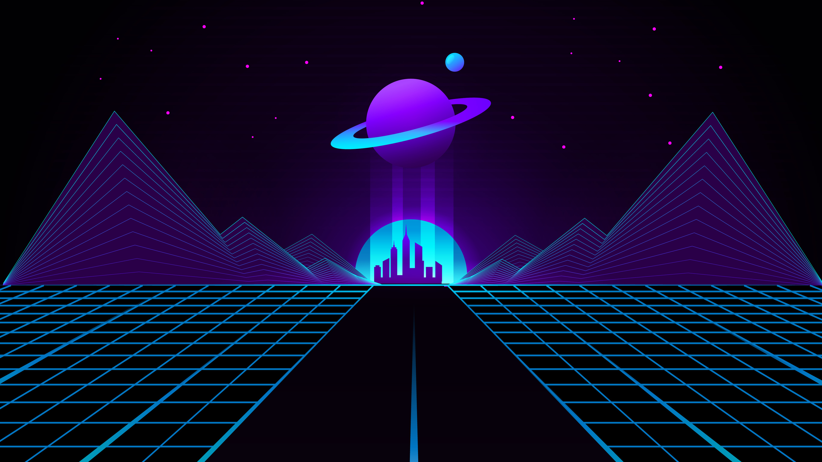 Saturn Retrowave Synthwave Retro Y2K Windows PC And Mac Desktop Screensavers