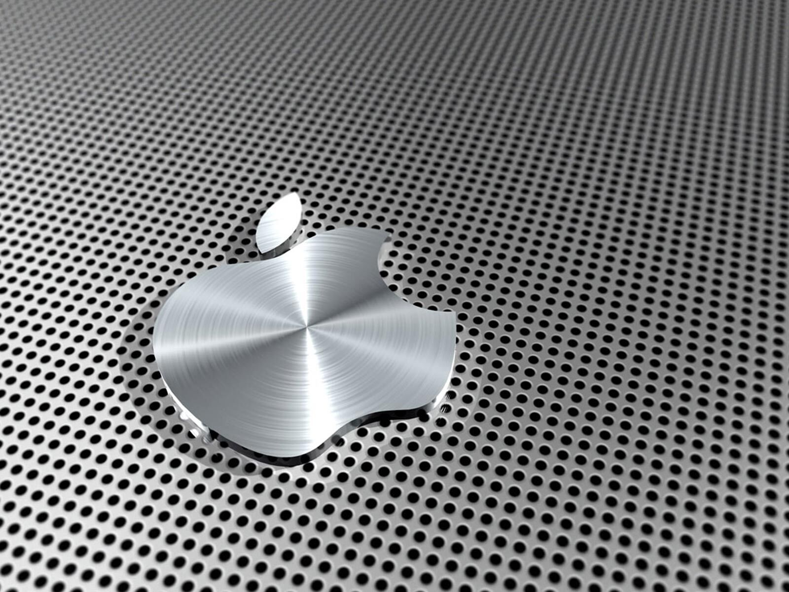 Shiny Steel Metallic Apple Logo 3D Metal Silver Plate Metalic wallpaper for Apple iPhone, Apple Watch, Mac, iPad and Apple Watch