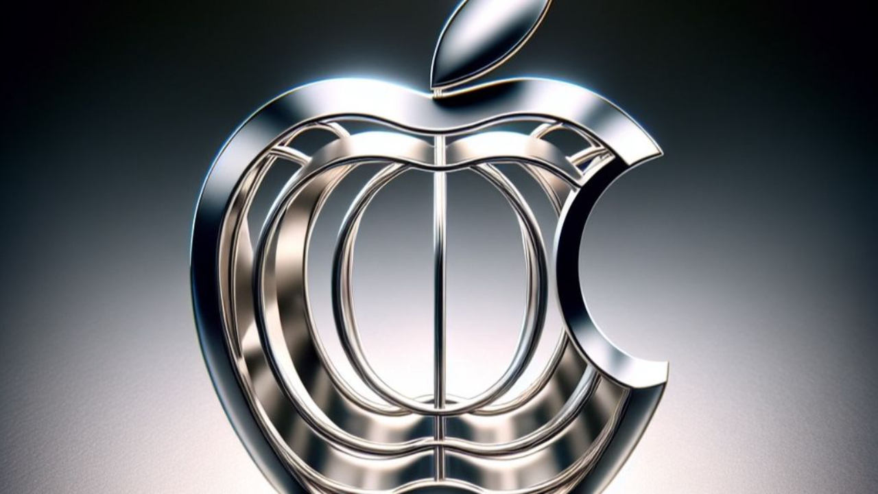 Shiny Steel Metallic Apple Logo 3D Rendering Photorealistic wallpaper for Apple iPhone, Apple Watch, Mac, iPad and Apple Watch