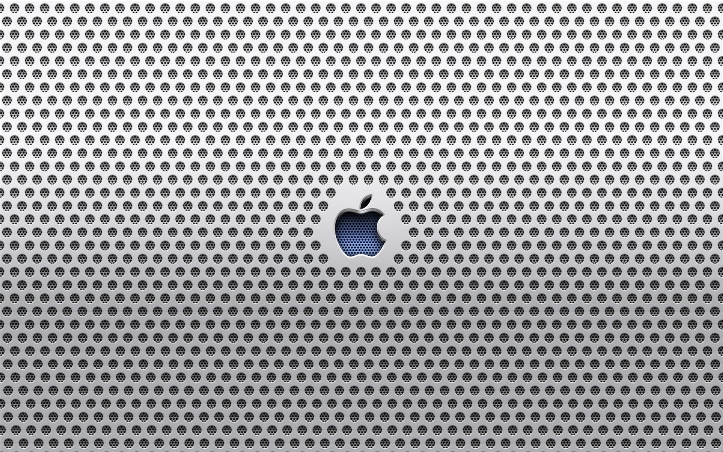 Shiny Steel Metallic Apple Logo Blue Inset Grille Silver HD wallpaper for Apple iPhone, Apple Watch, Mac, iPad and Apple Watch