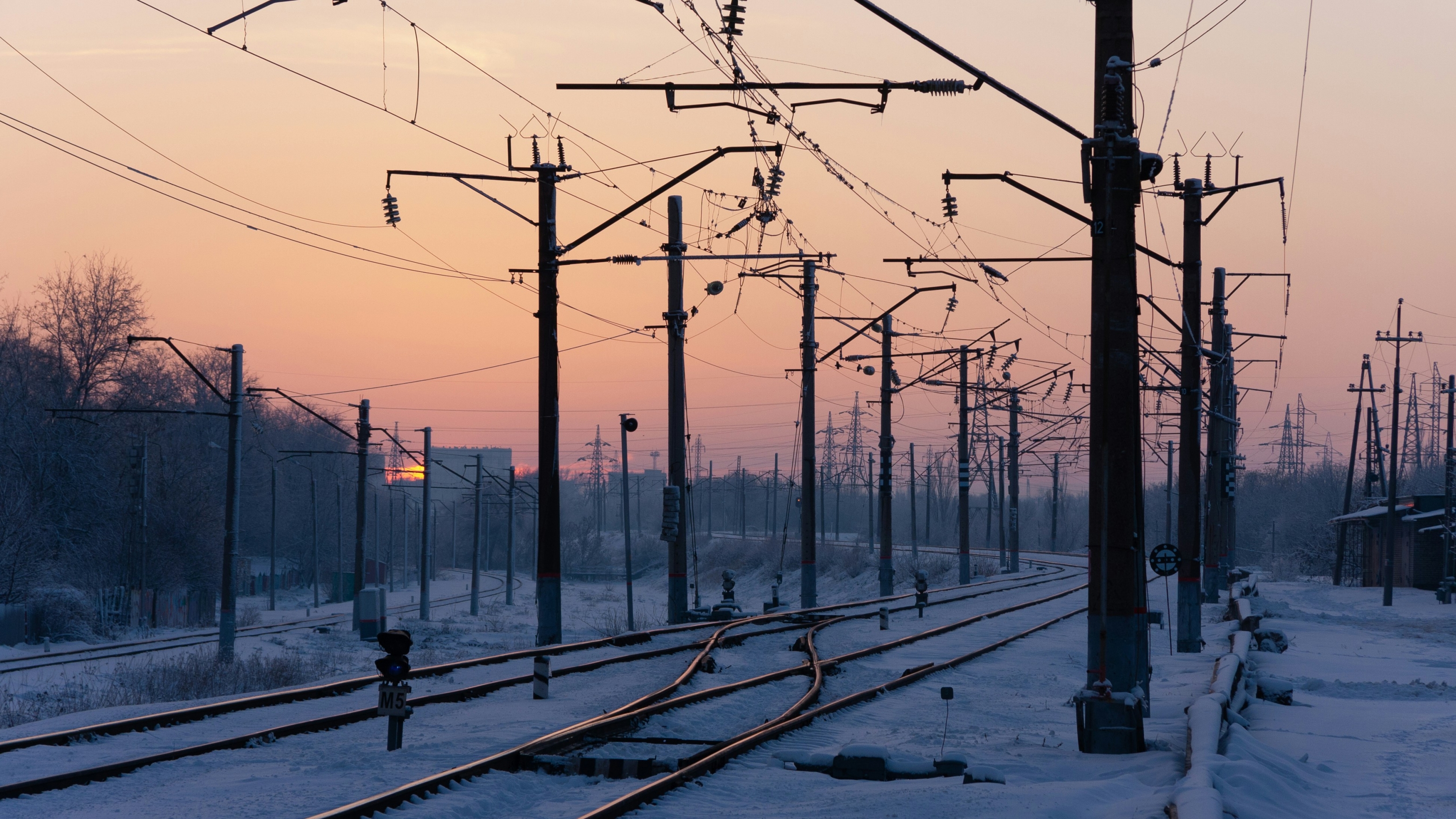 Snow Covered Railway Trains Train Tracks