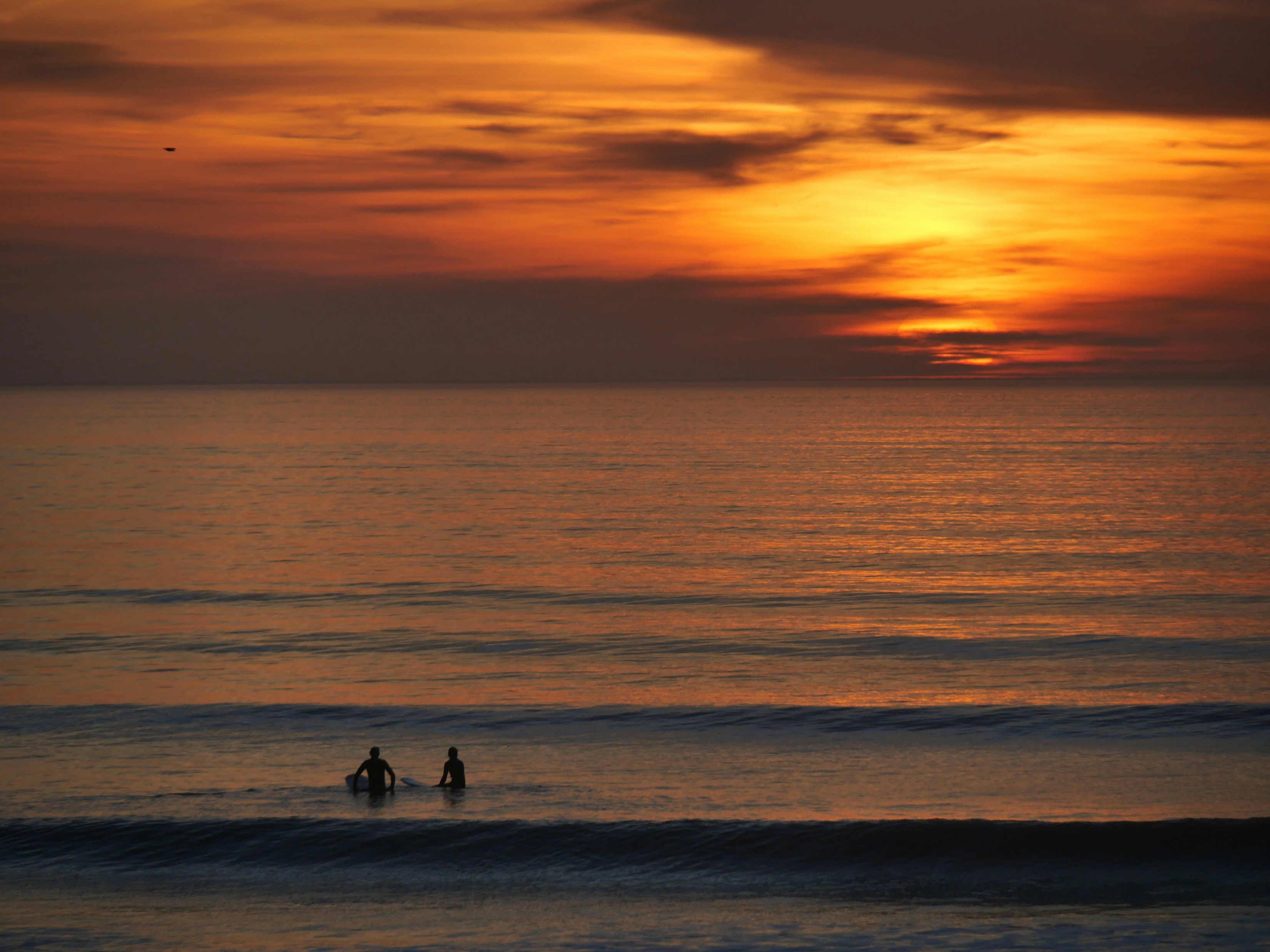 Sunset At The Beach With Surfers wallpaper for Apple iPhone, Apple Watch, Mac, iPad and Apple Watch